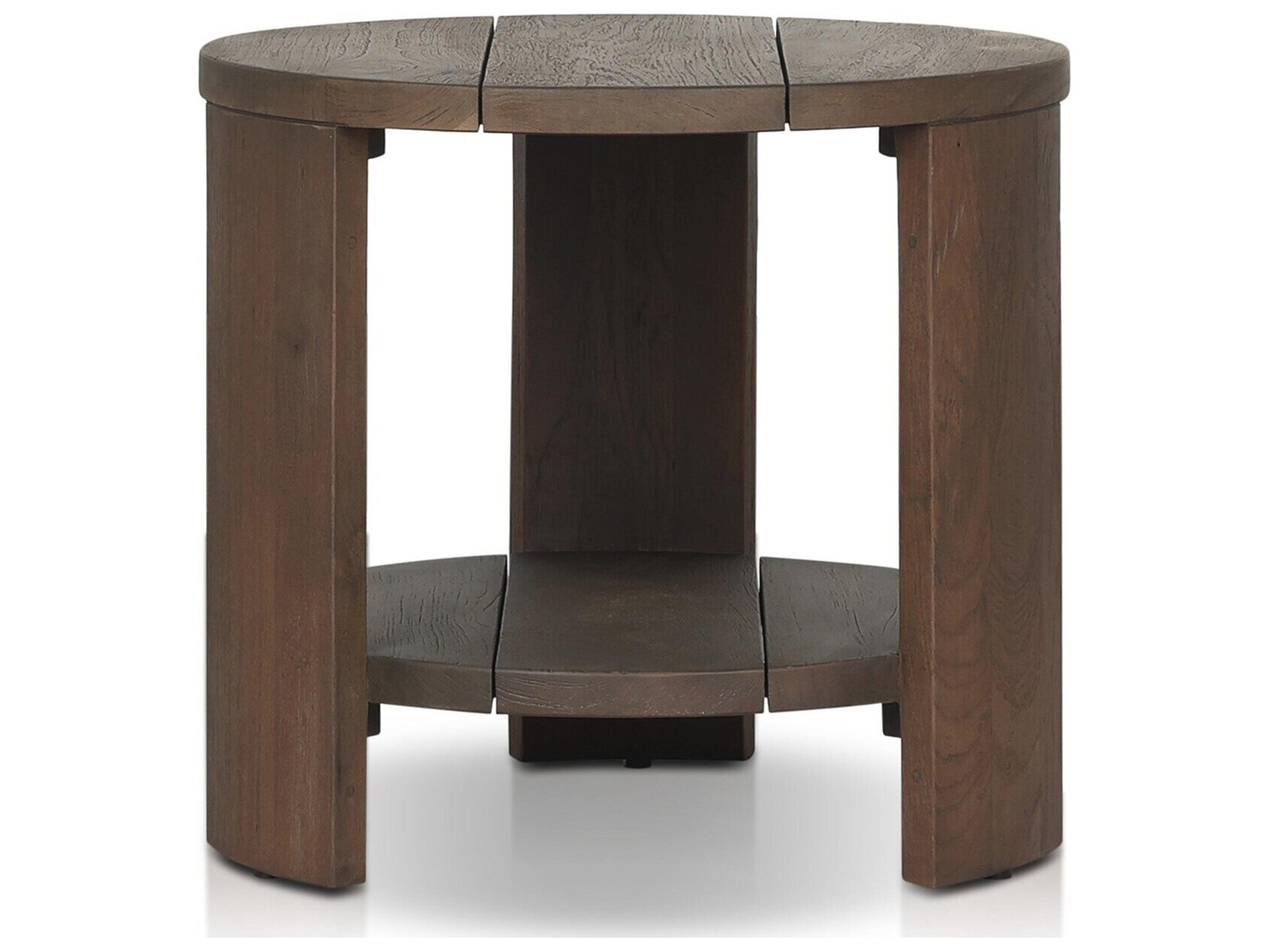 Luxecor Globetrotter Outdoor Roca Round End Table - Stained Heritage Brown-FSC