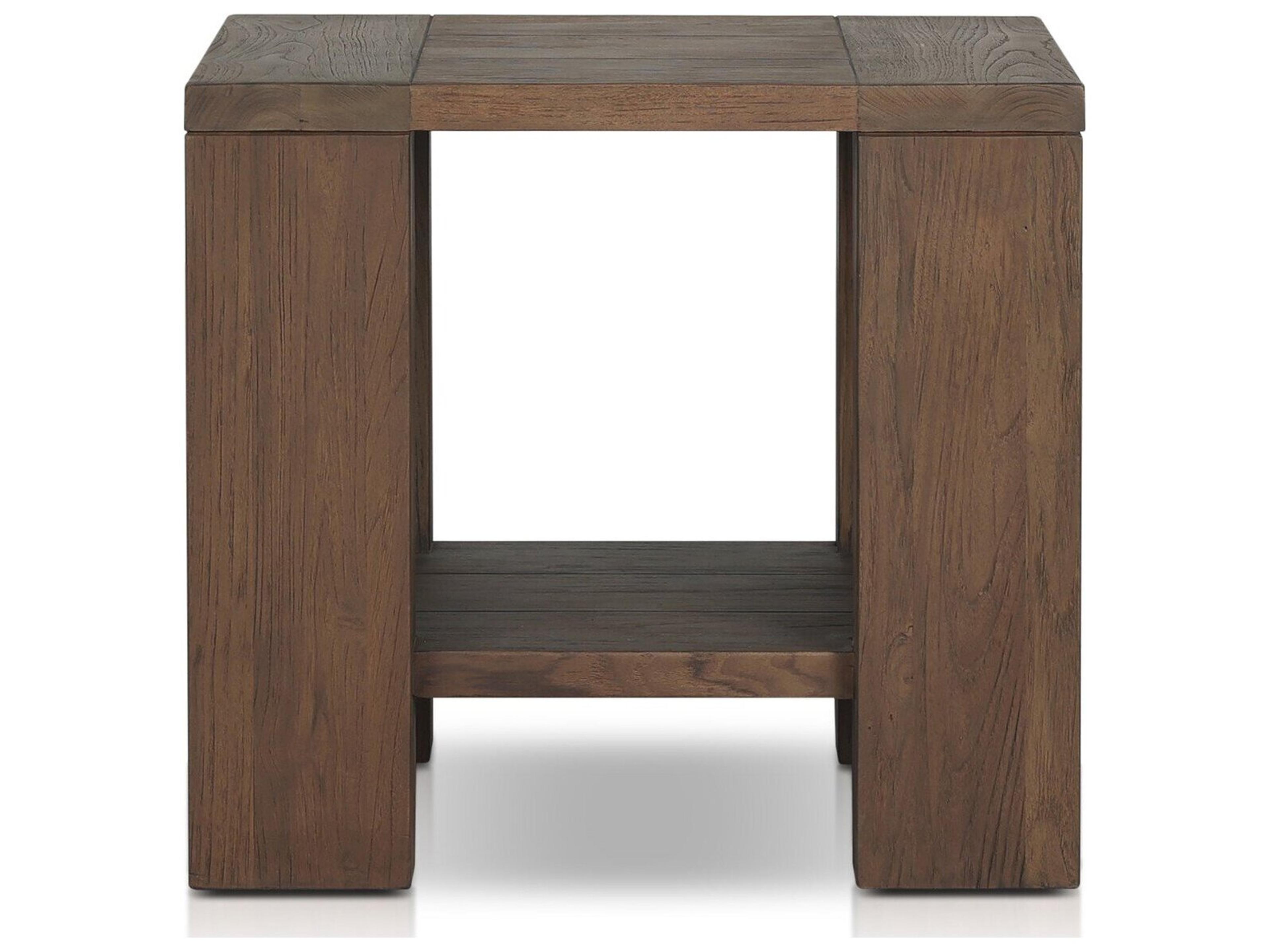 Four Hands Outdoor Providence Roca End Table - Stained Heritage Brown-FSC