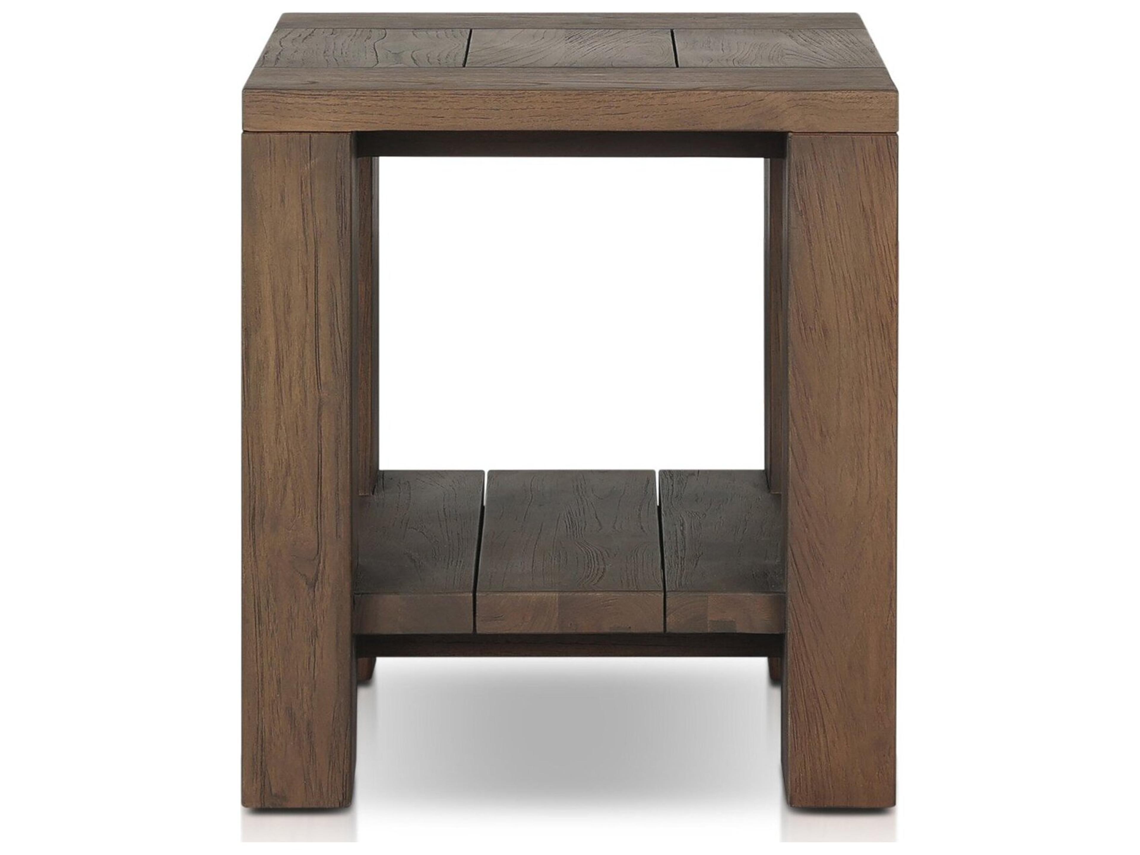 Four Hands Outdoor Providence Roca End Table - Stained Heritage Brown-FSC