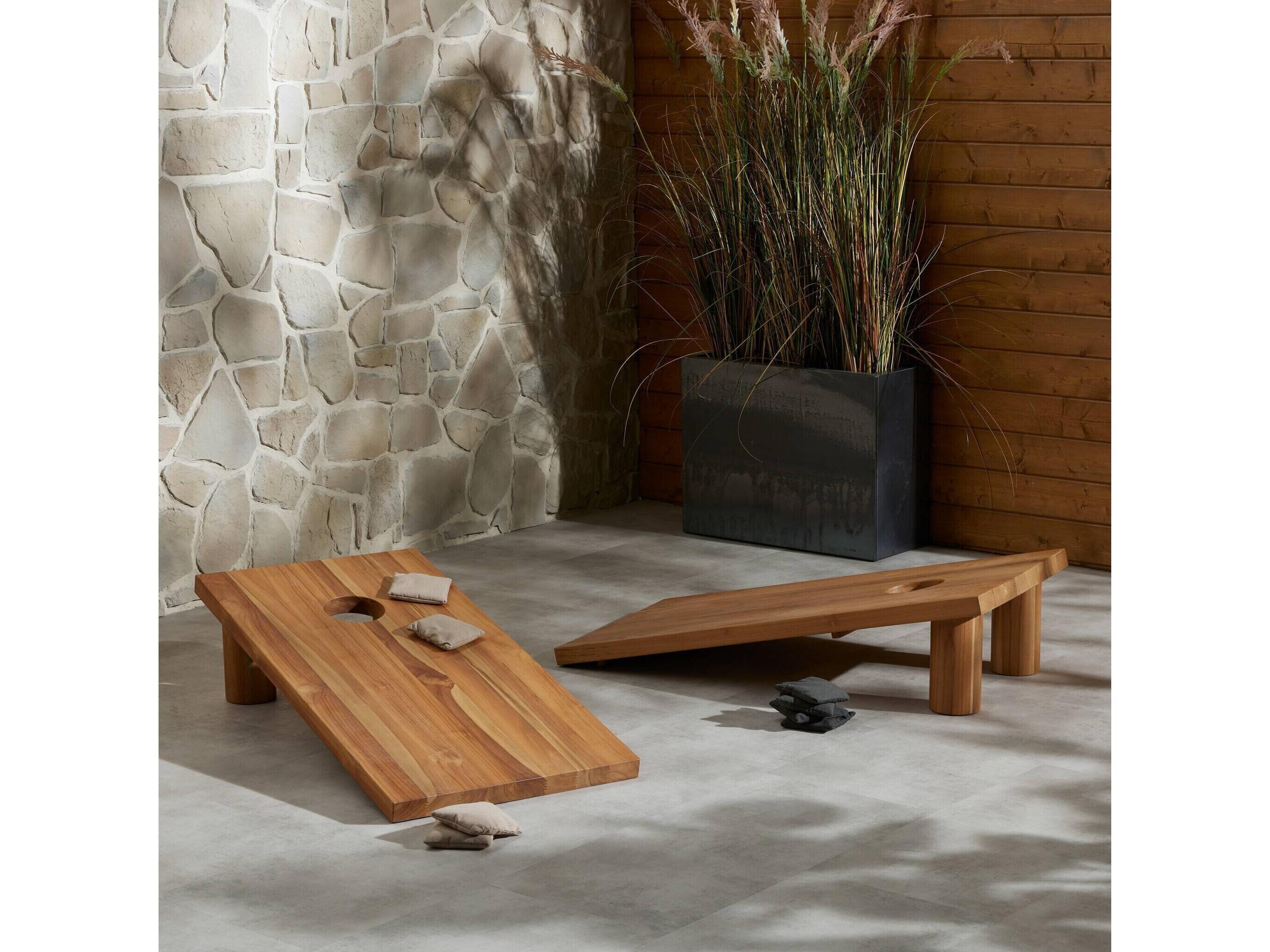 Four Hands Outdoor Duvall Aged Natural Teak Bag Toss Set