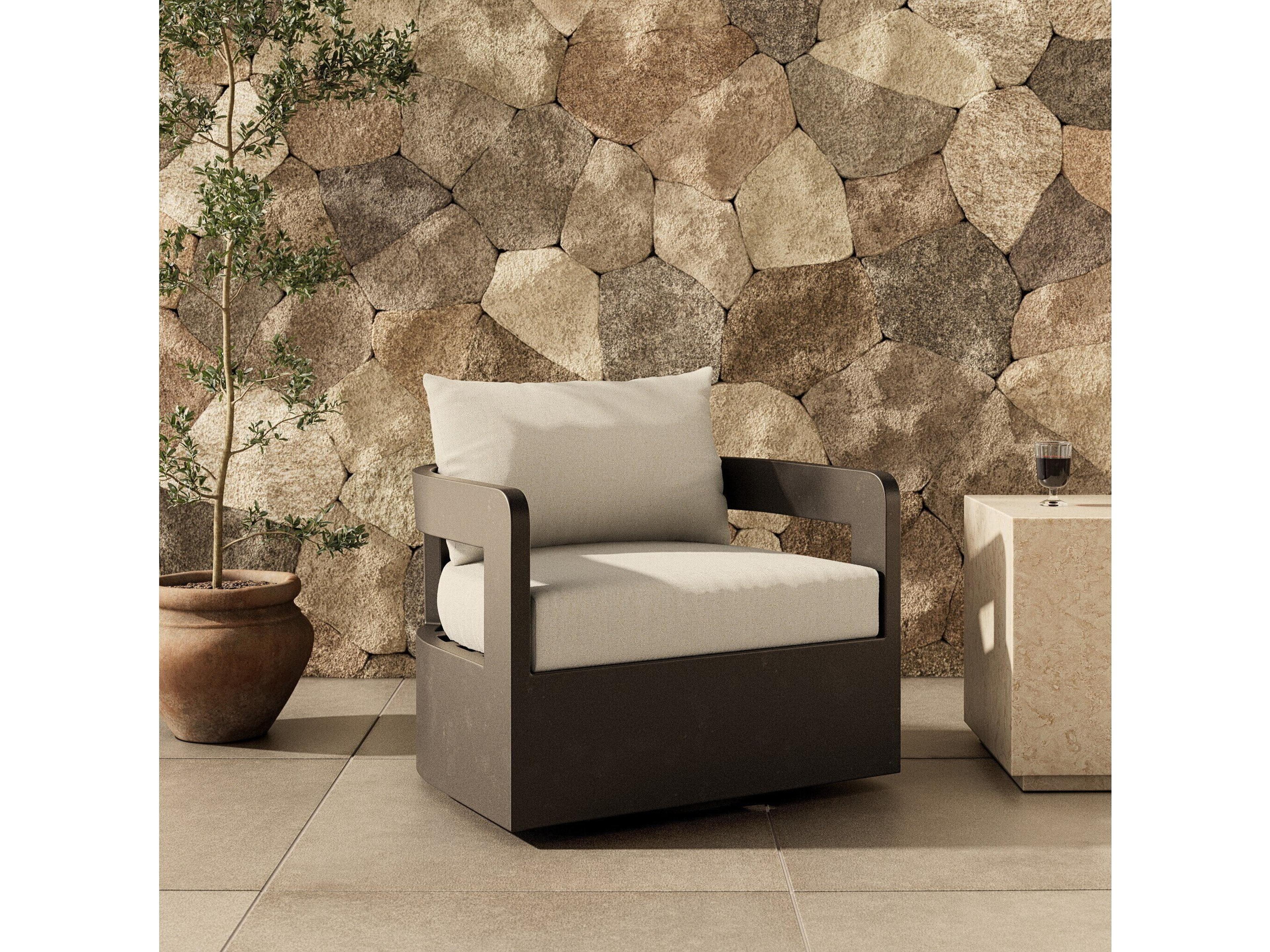 Four Hands Outdoor Pembrook Jackson Metal Swivel Chair - Alessi Linen