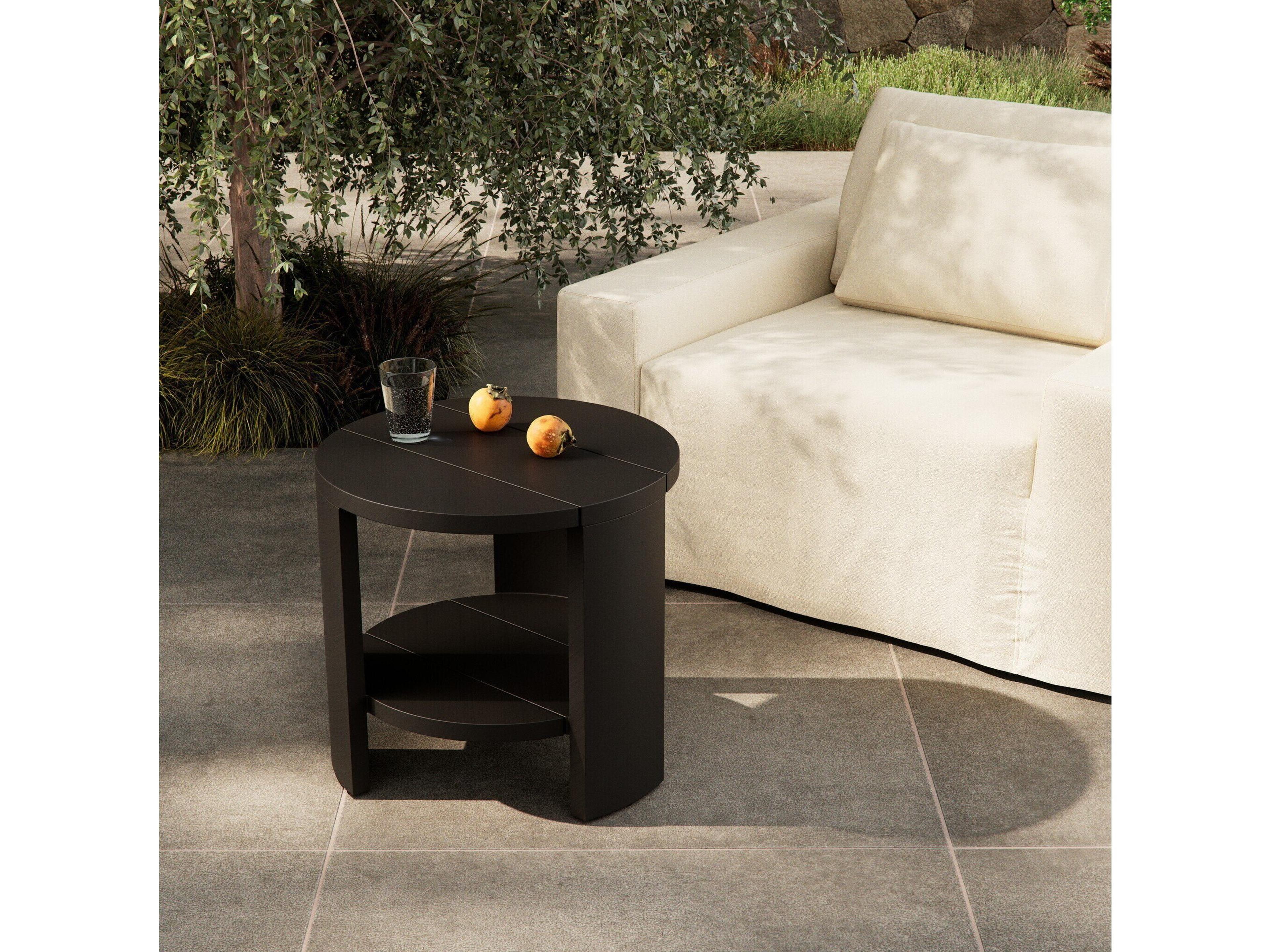 Four Hands Outdoor Garwood Roca Round Metal End Table - Bronze