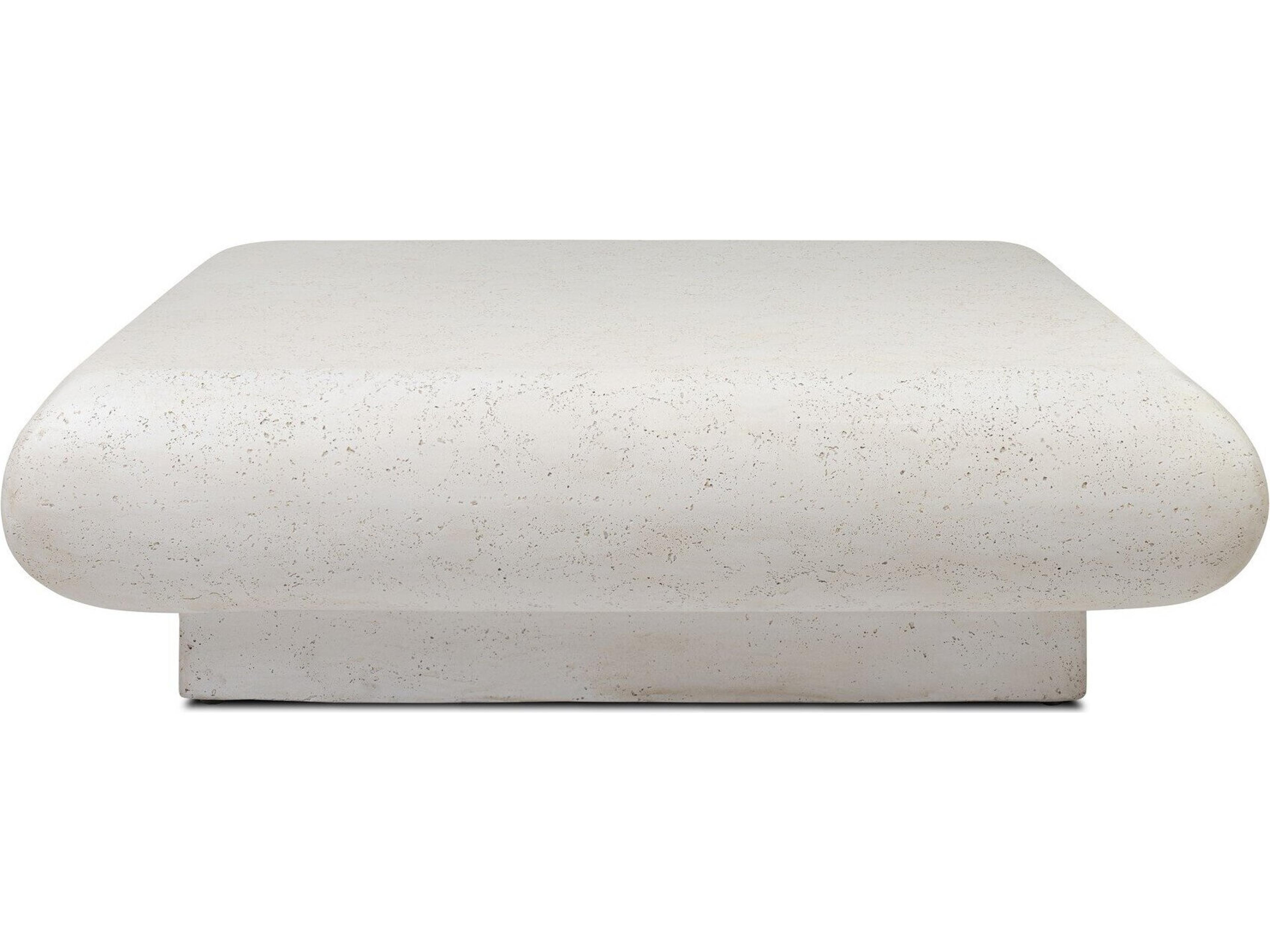 Luxecor Globetrotter Outdoor Ambra  Aged White Concrete 48" Square Coffee Table