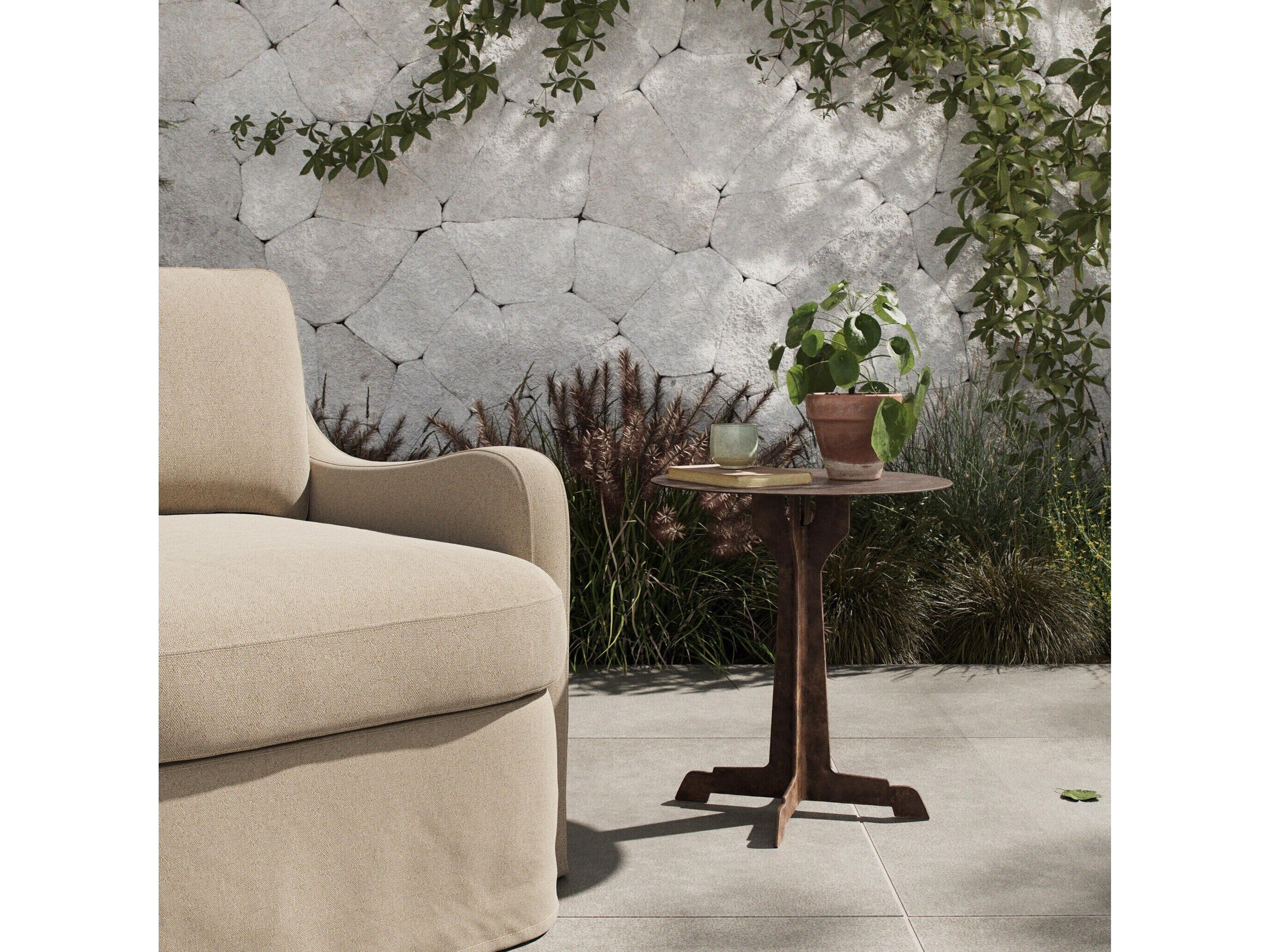 Four Hands Outdoor Malloy Outdoor End Table Antiqued Brass Aluminum