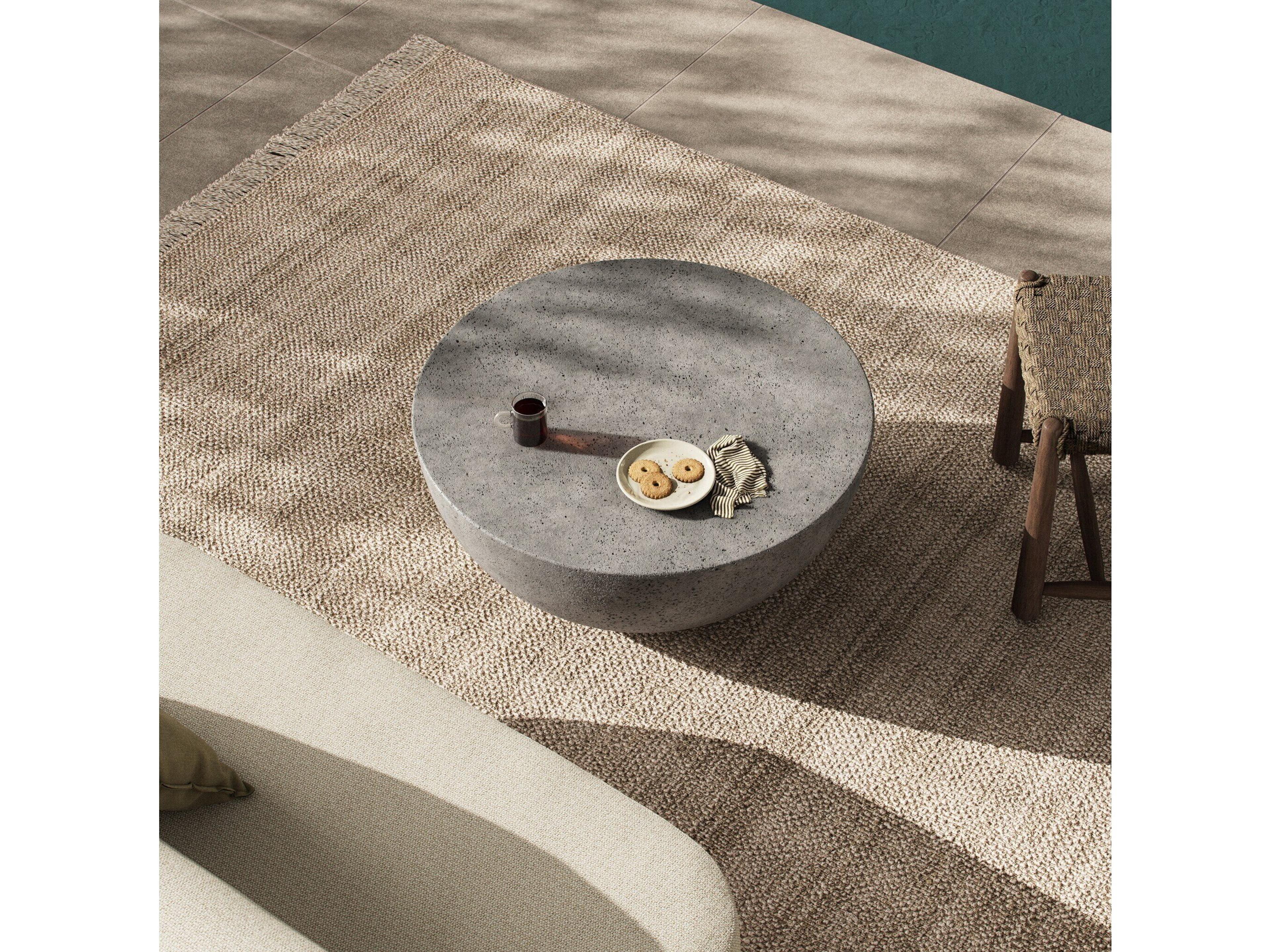 Luxecor Globetrotter Outdoor Boula Aged Smoke Concrete 36" Round Coffee Table