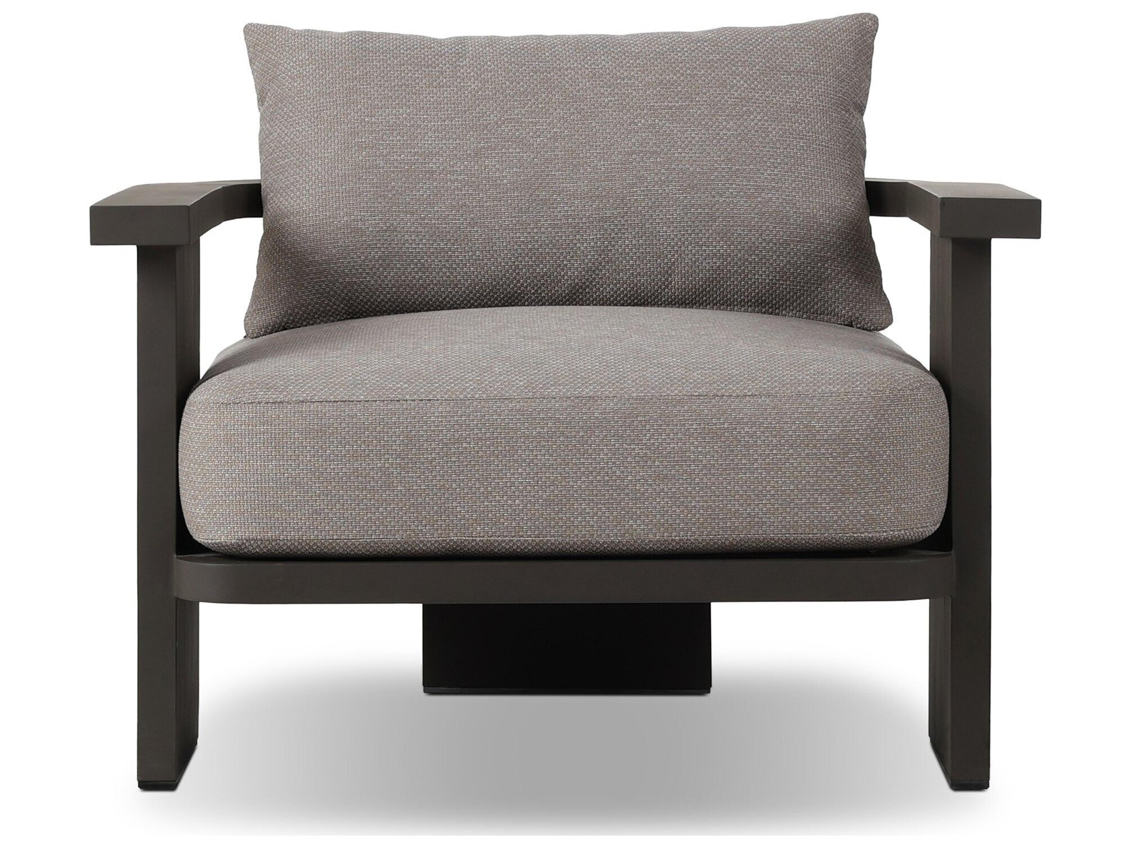 Four Hands Outdoor Solano Tahana Bronze Aluminum Cushion Lounge Chair in Casa Grey