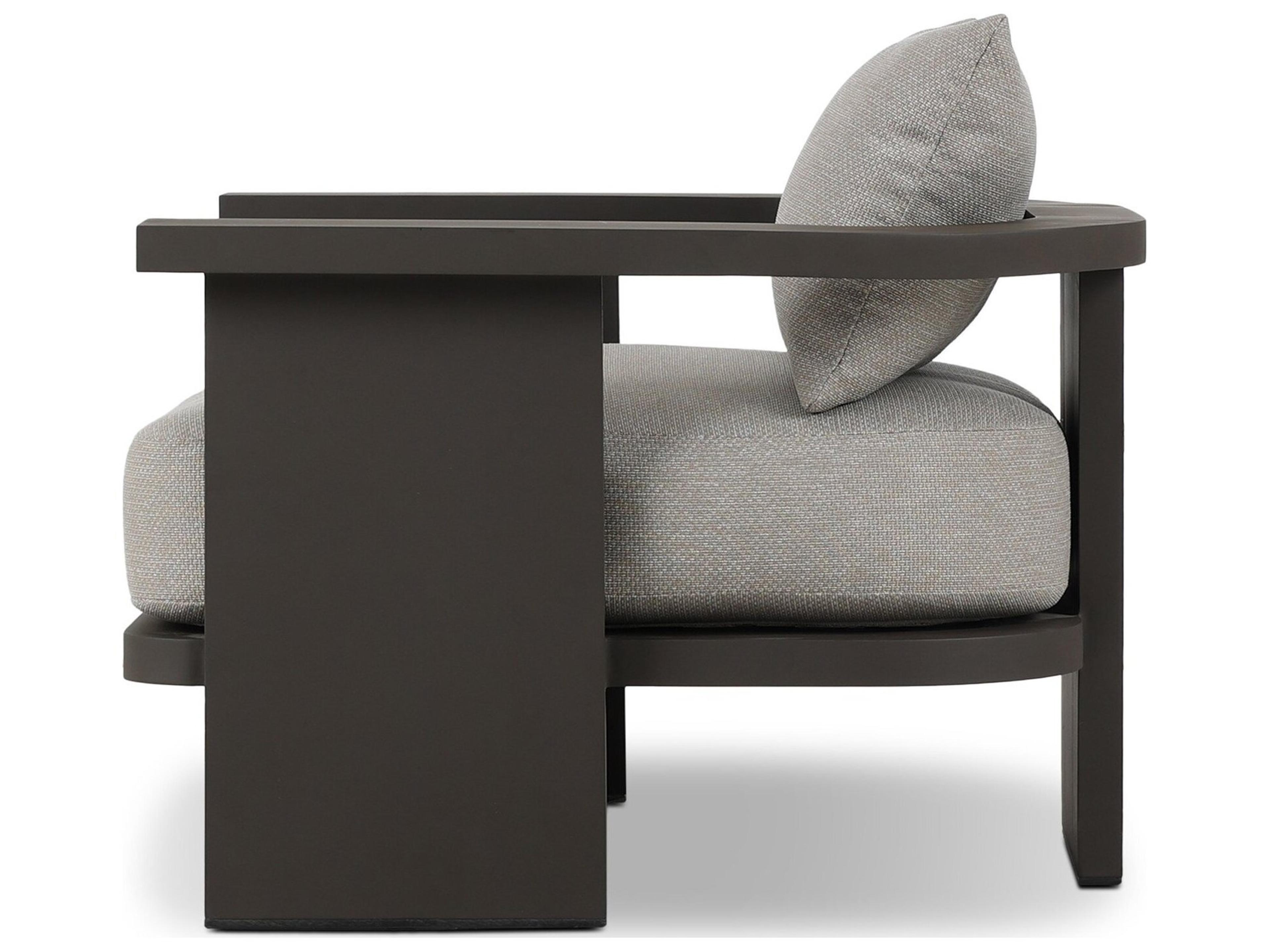 Four Hands Outdoor Solano Tahana Bronze Aluminum Cushion Lounge Chair in Casa Grey