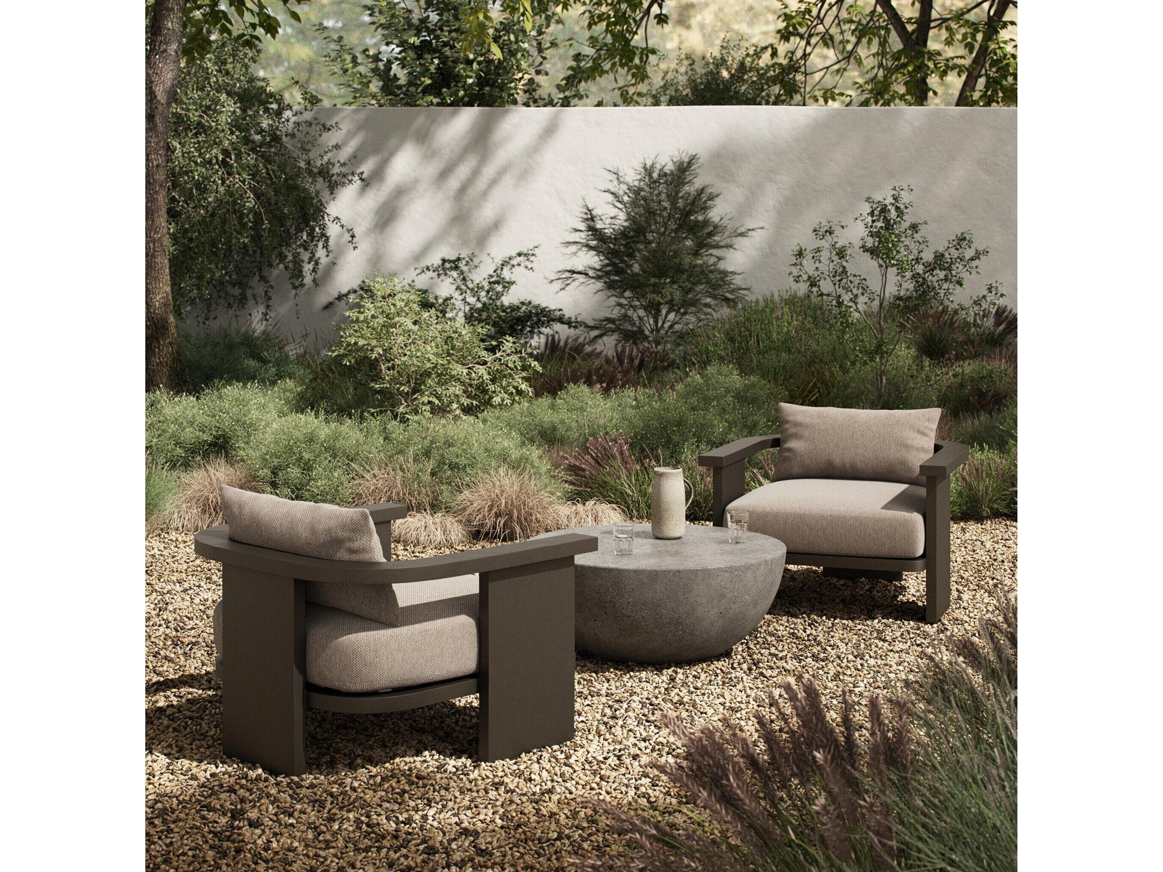 Four Hands Outdoor Solano Tahana Bronze Aluminum Cushion Lounge Chair in Casa Grey