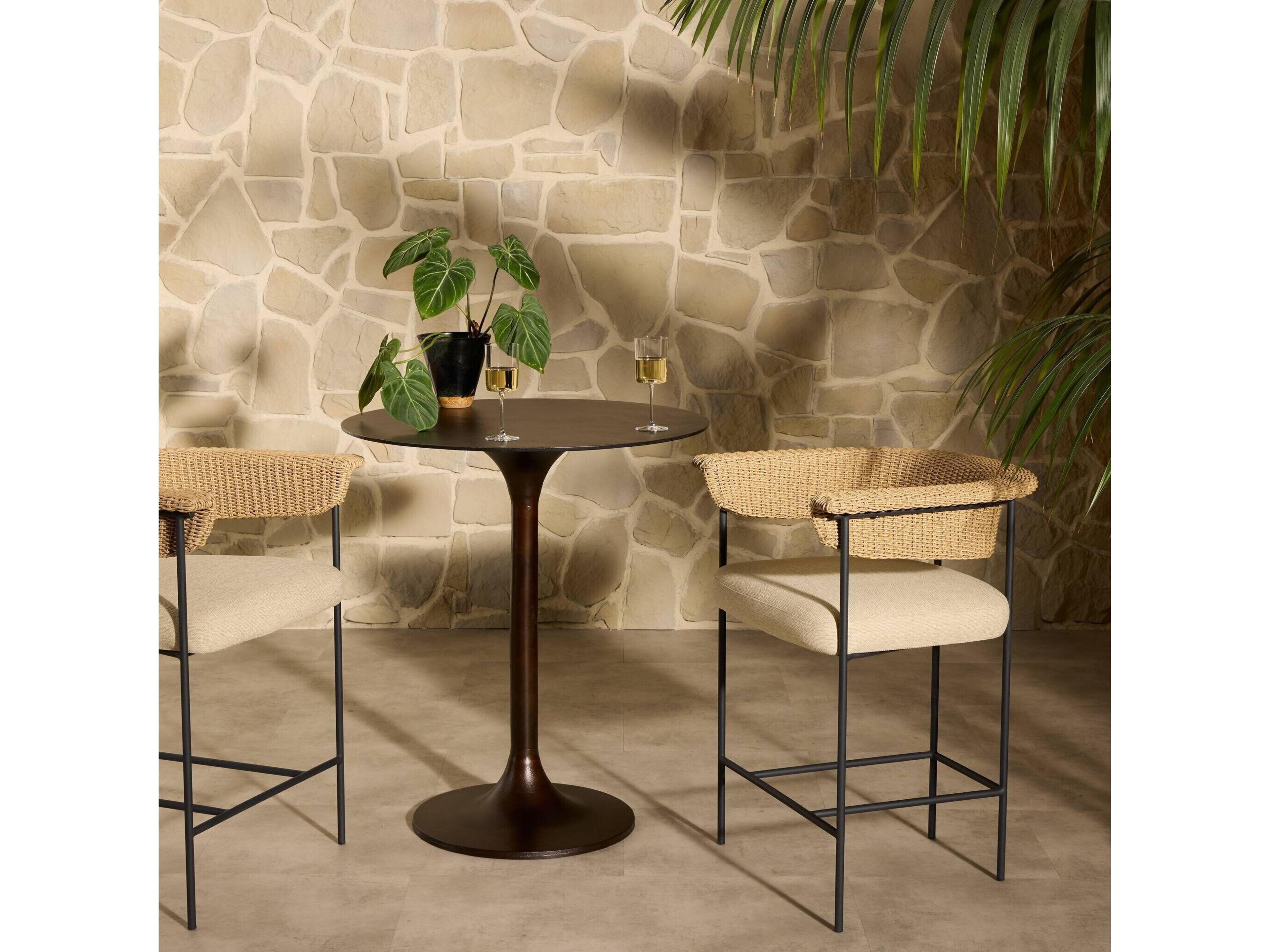 Four Hands Outdoor Carrie Outdoor Stool Ellor Beige
