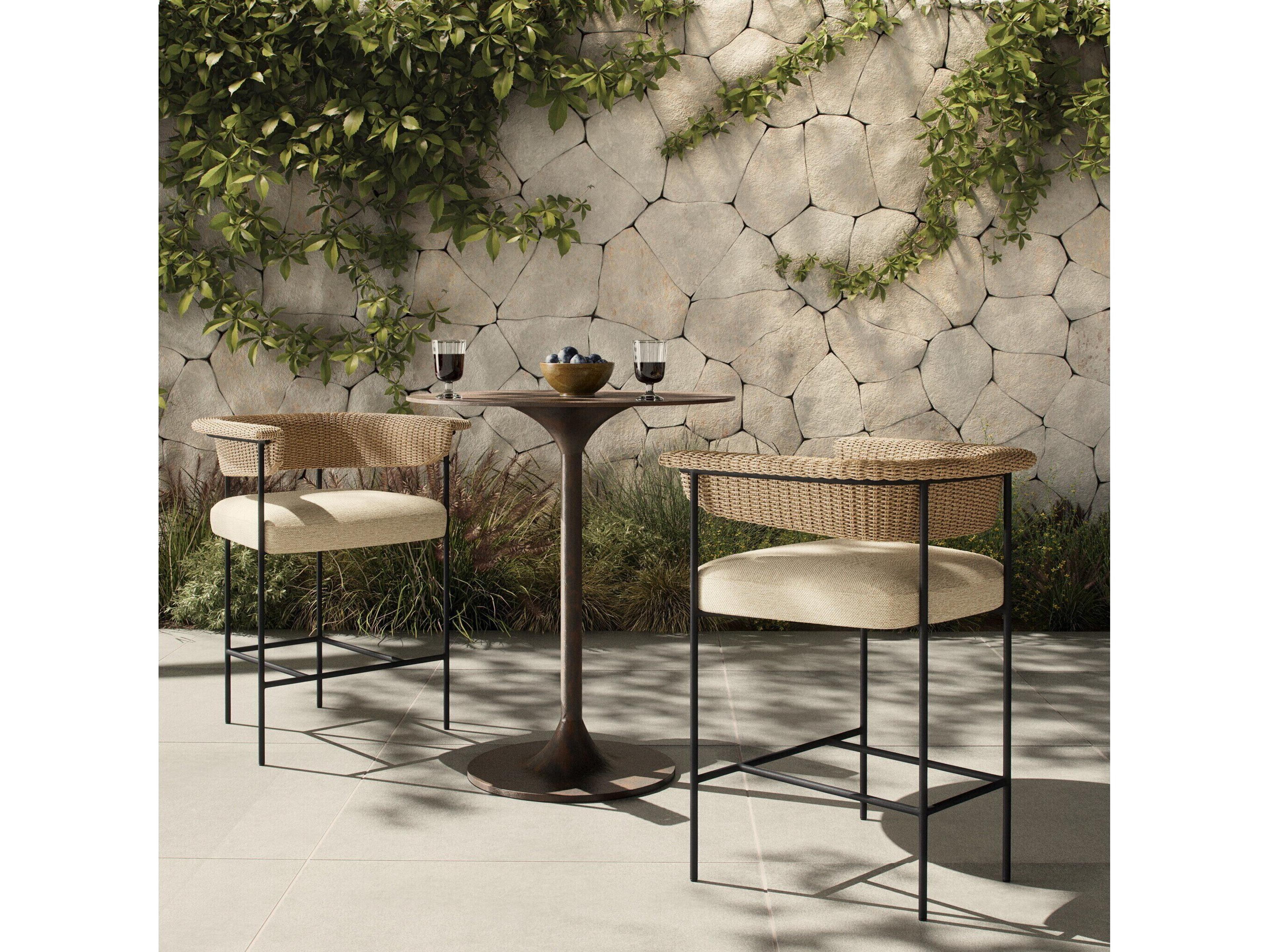 Four Hands Outdoor Carrie Outdoor Stool Ellor Beige