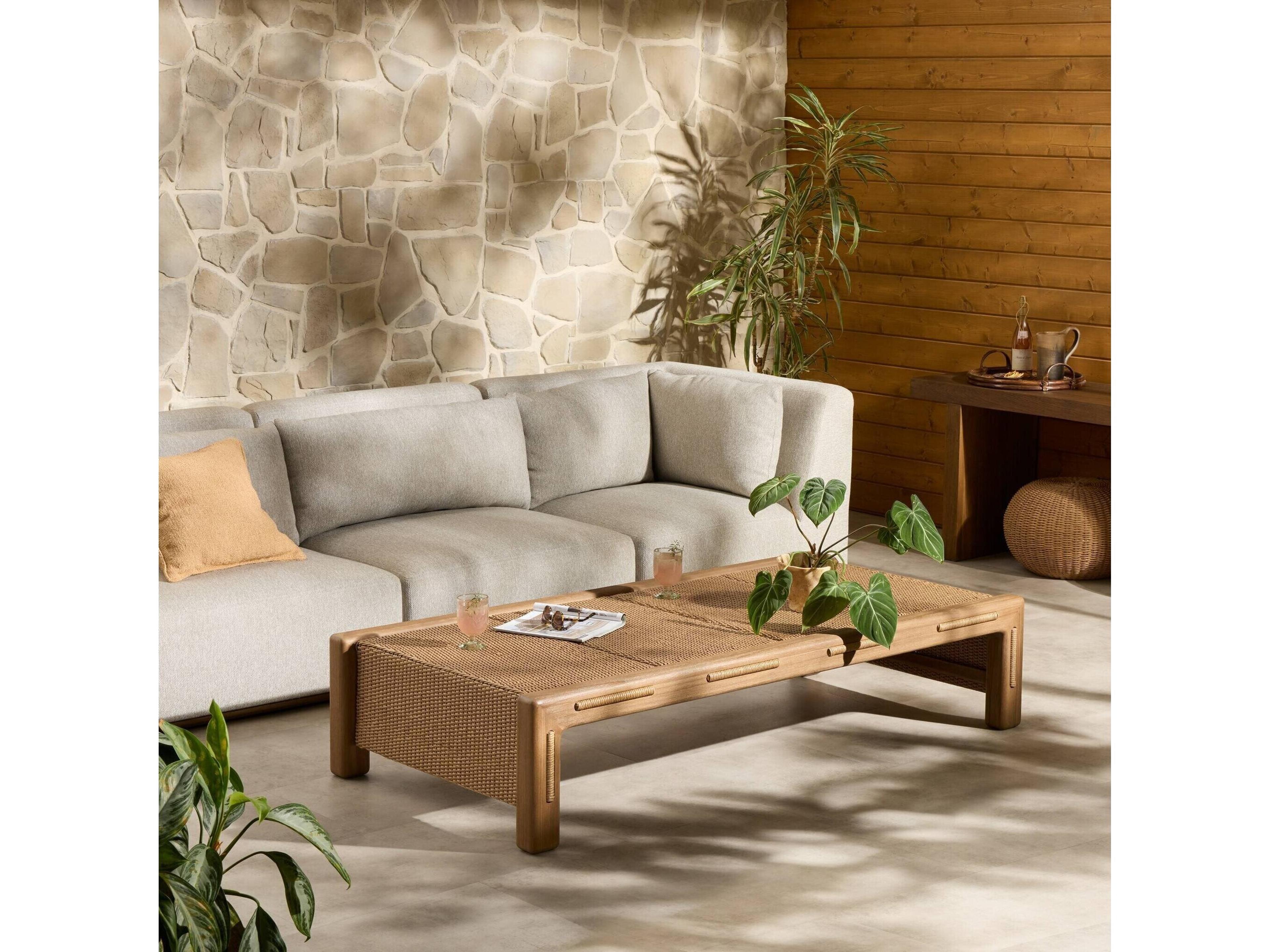 Four Hands Outdoor Herrick Outdoor Coffee Table Stained Toasted Brown-FSC