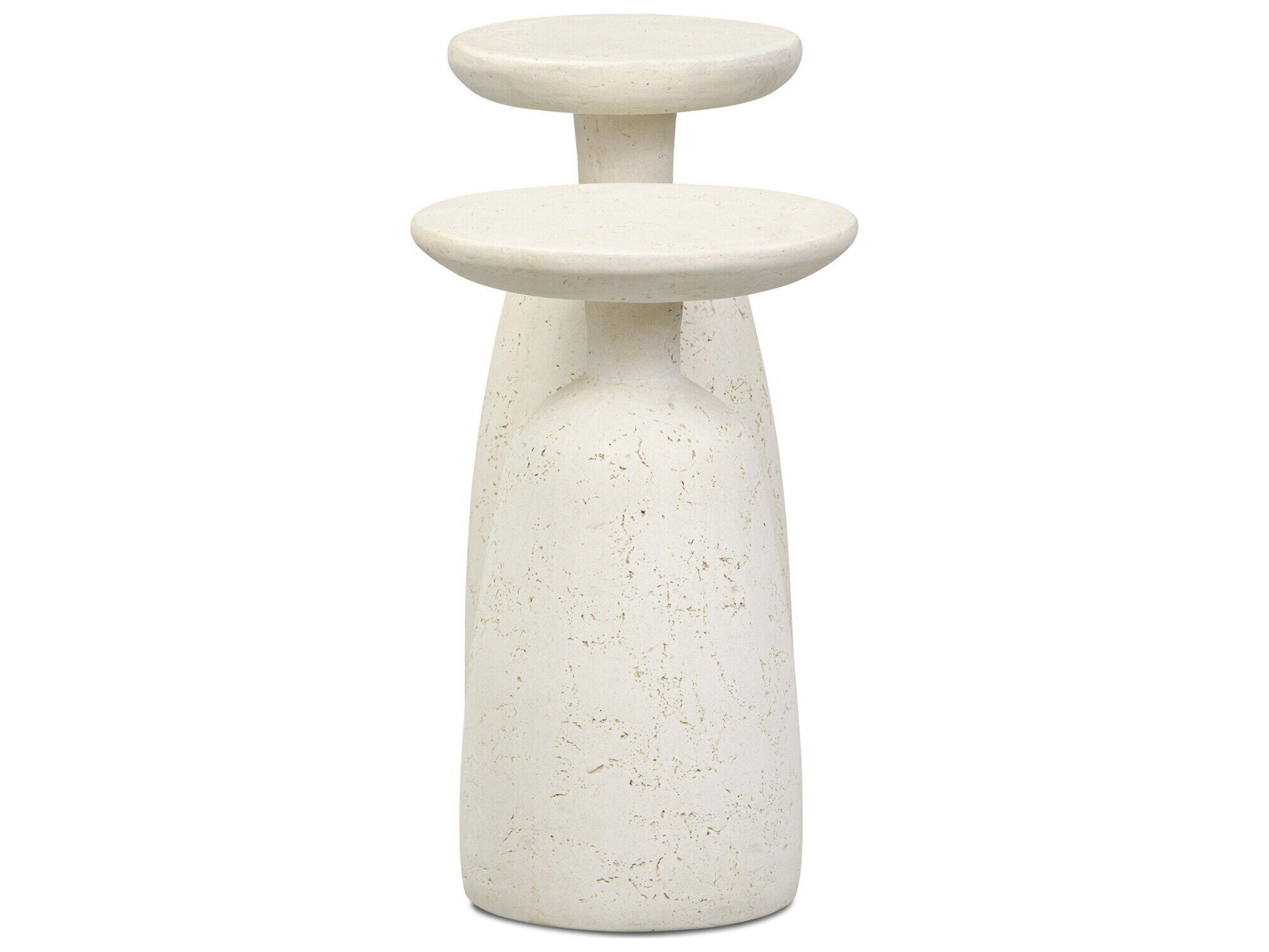 Four Hands Outdoor Ramara Outdoor Nesting End Tables Aged White Concrete