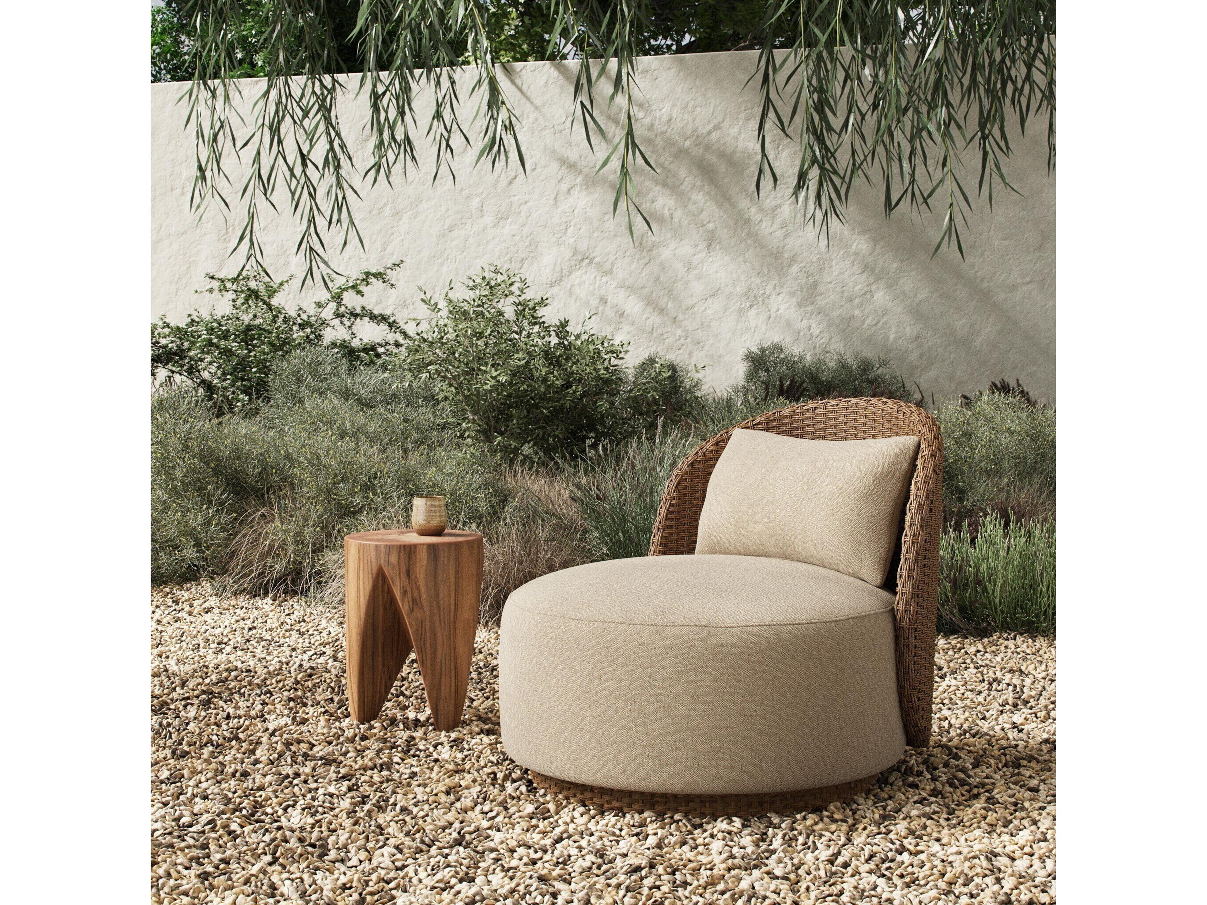 Four Hands Outdoor Quaid Outdoor Woven Swivel Chair Alessi Buff