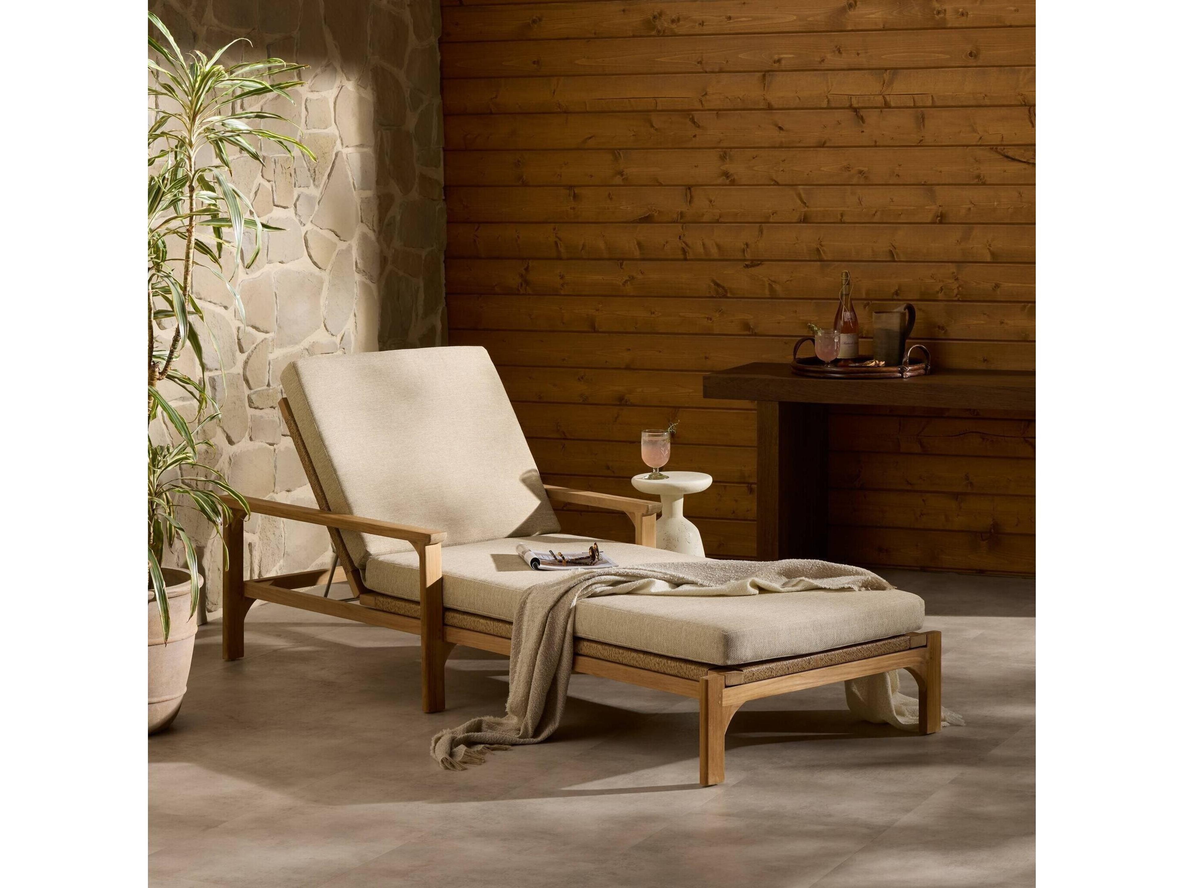 Four Hands Outdoor Topeka Outdoor Chaise Ellor Beige
