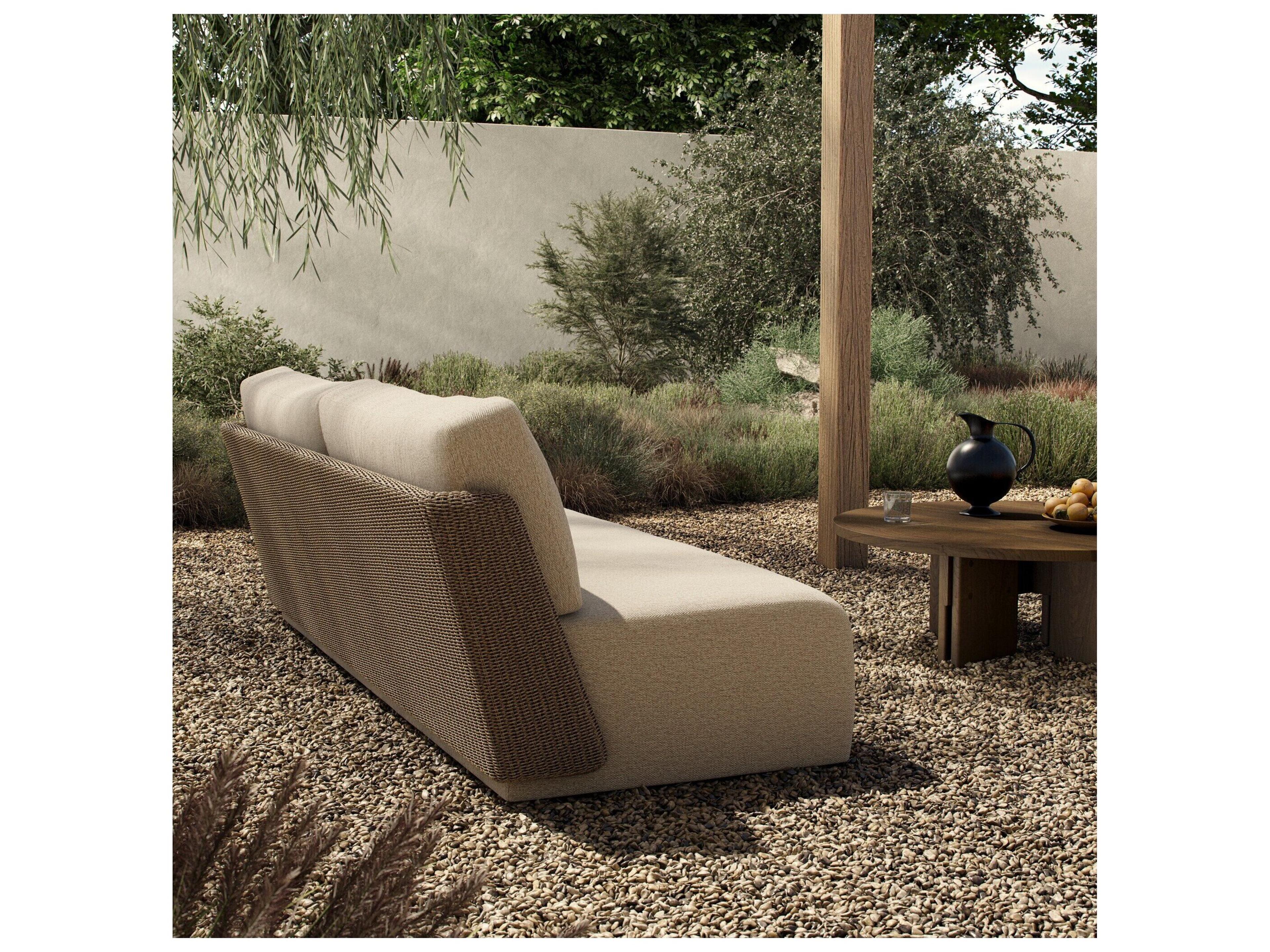 Four Hands Outdoor Sicilia Outdoor Woven Sofa Concha Beige