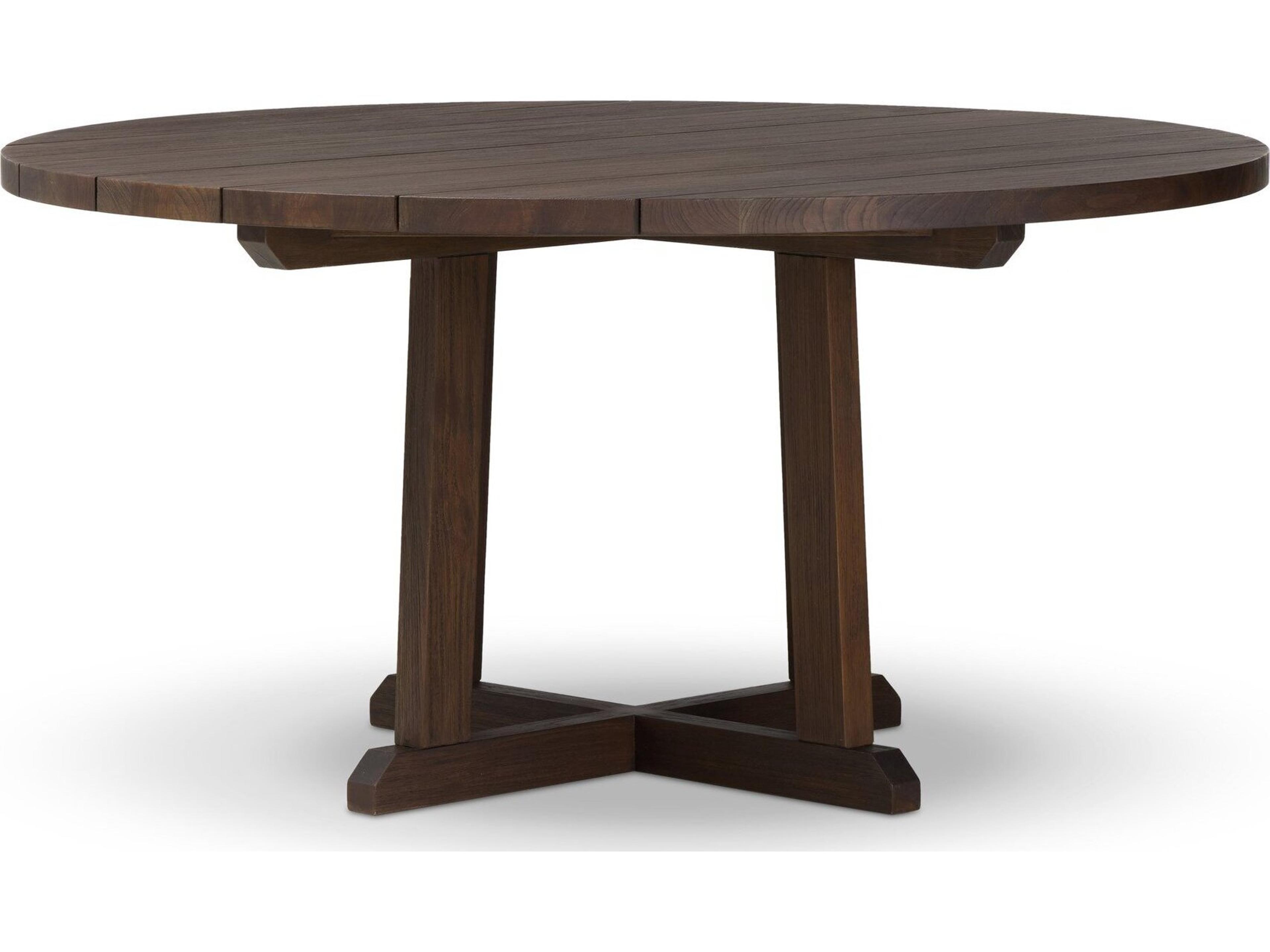 Four Hands Outdoor Indie Outdoor Round Dining Table-60" Stained Saddle Brown FSC