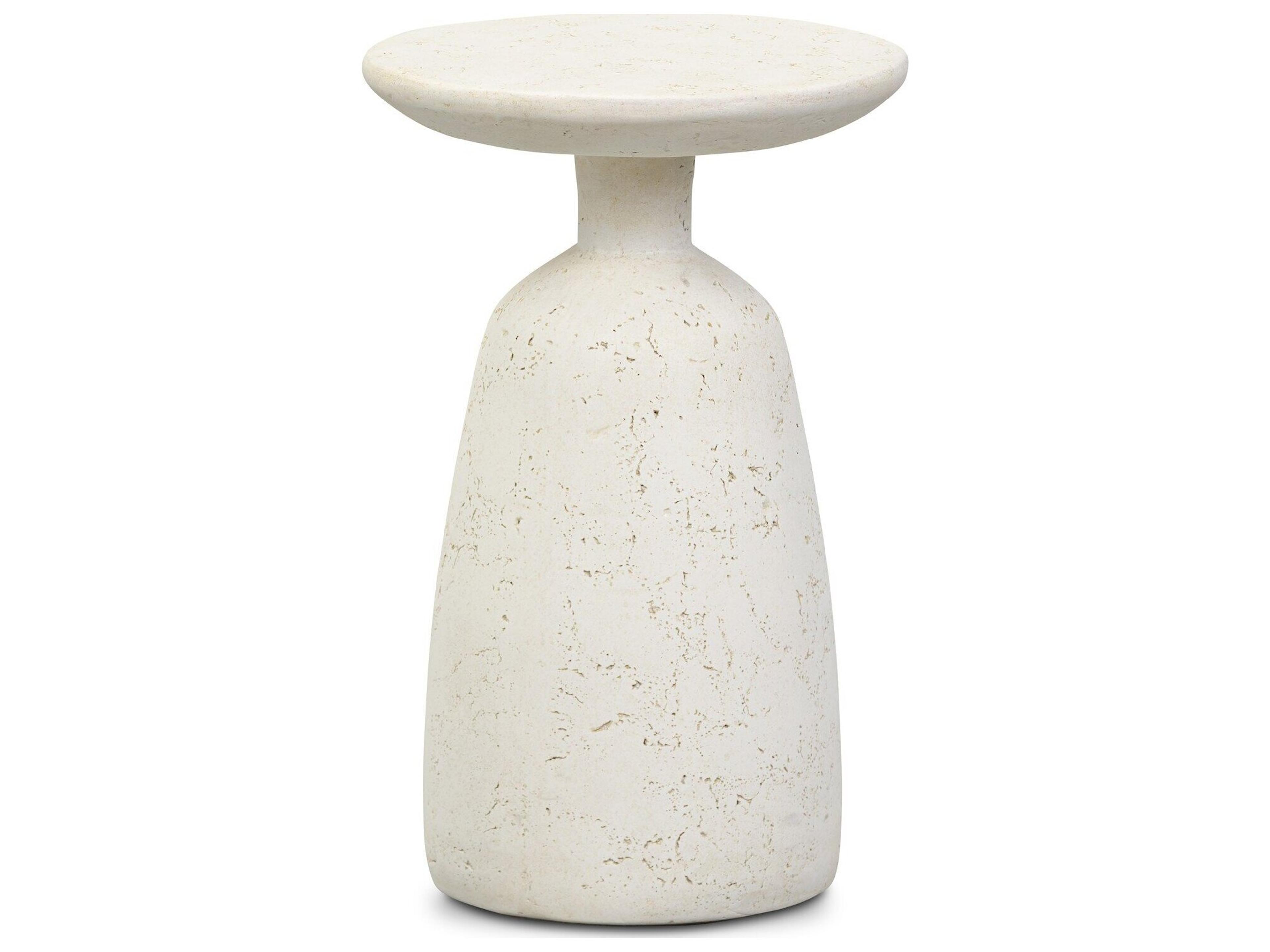 Ramara Outdoor Nesting End Table Aged White Concrete