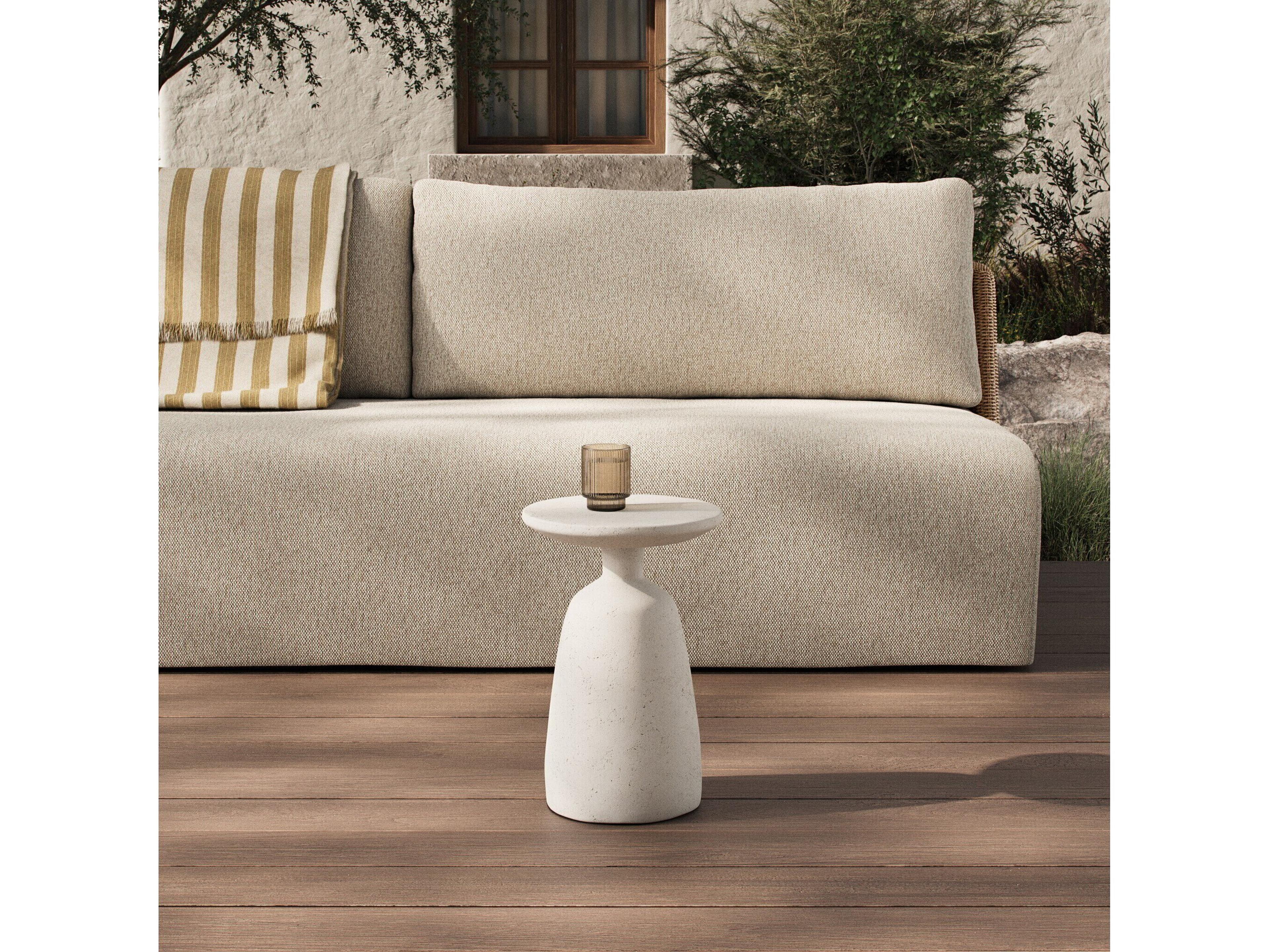 Four Hands Outdoor Ramara Outdoor Nesting End Table Aged White Concrete