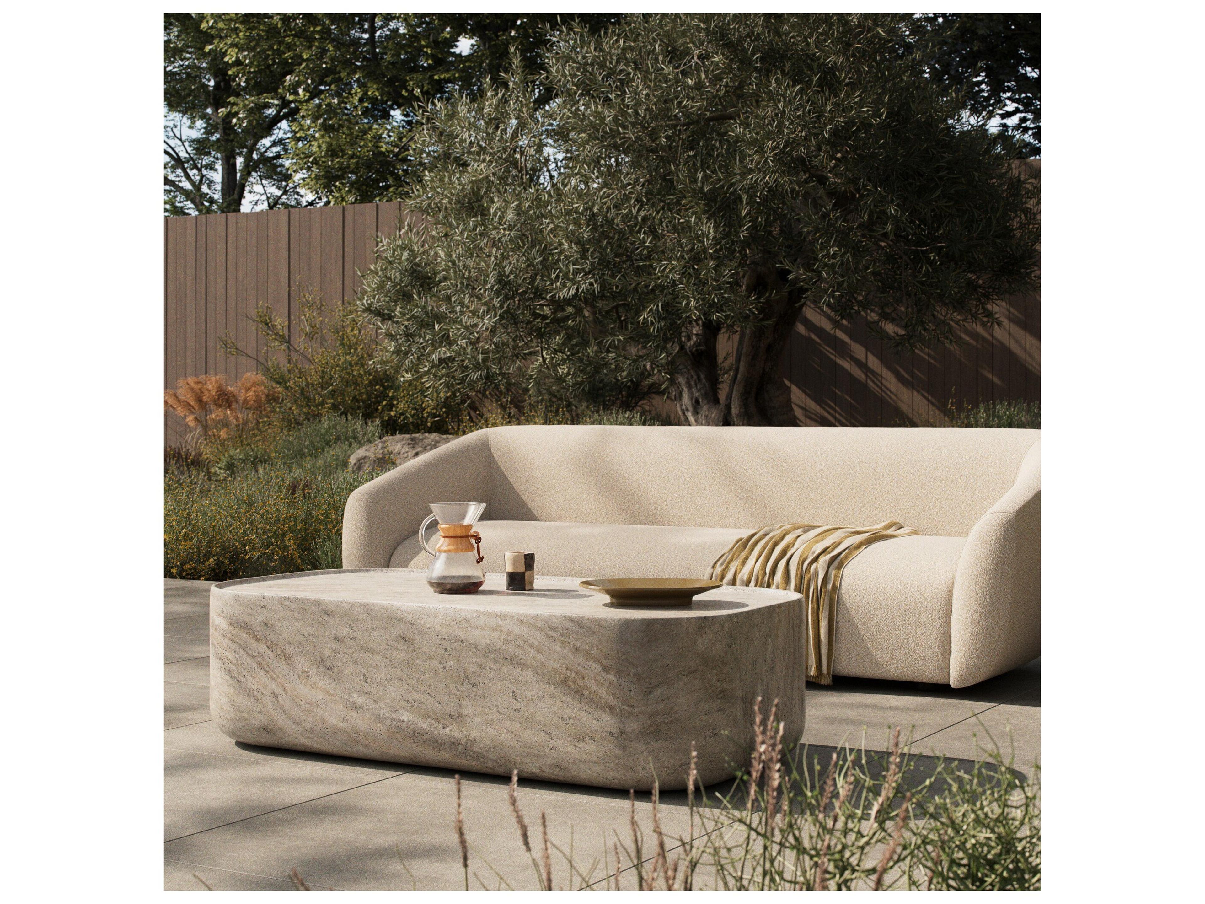 Four Hands Outdoor Manor Outdoor Coffee Table - Textured Sandy Grey