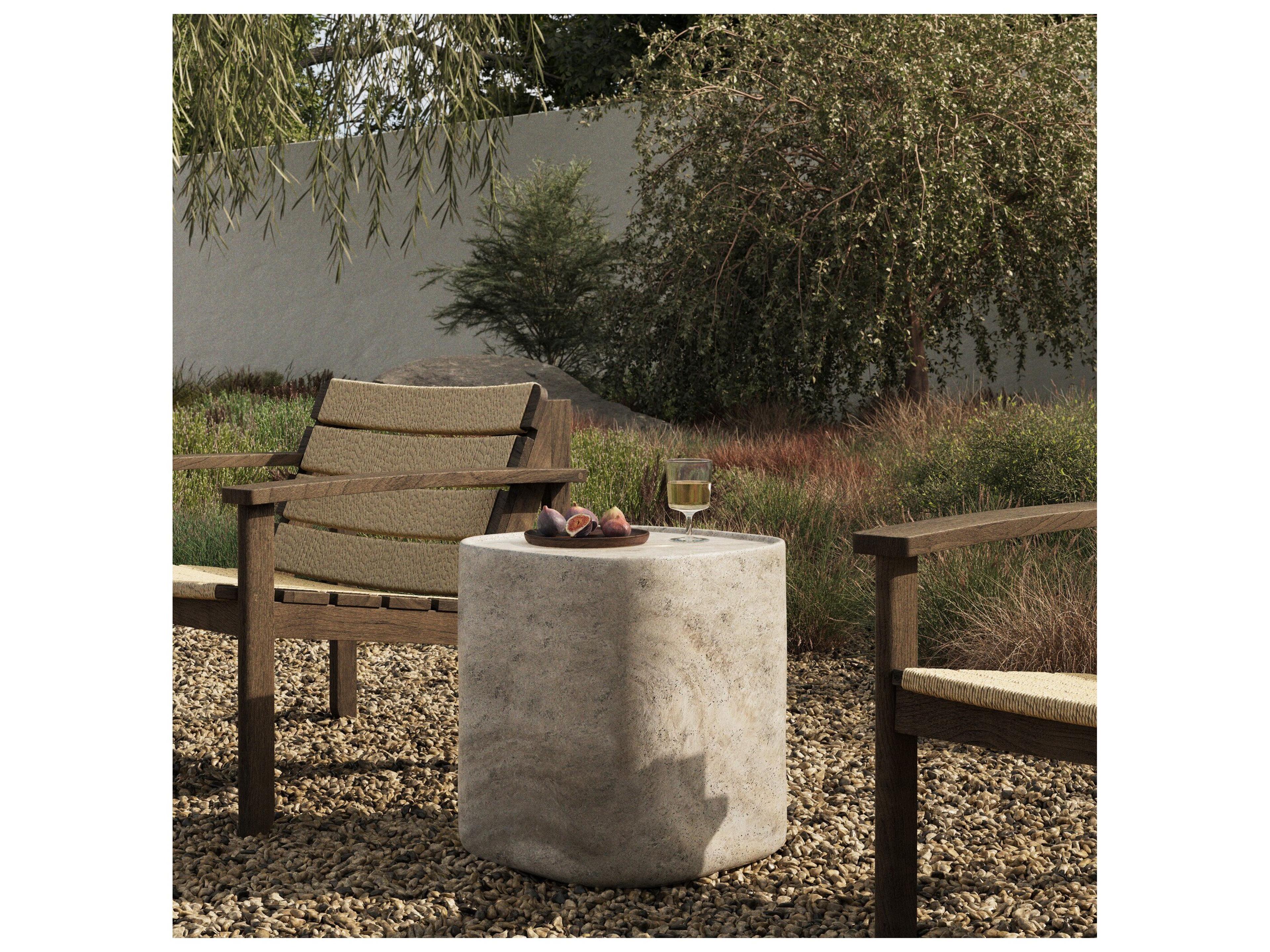 Four Hands Outdoor Manor Outdoor End Table - Textured Sandy Grey