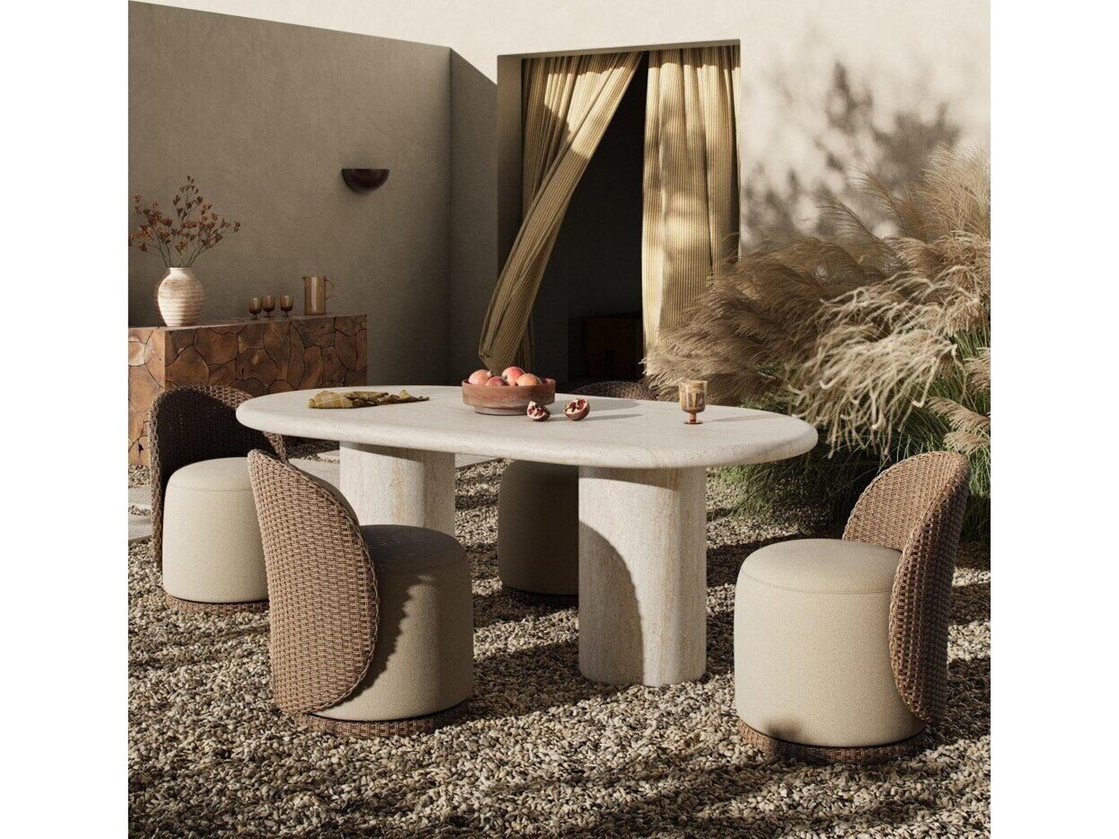 Four Hands Outdoor Poole Outdoor Dining Table 78" Textured Sand Concrete
