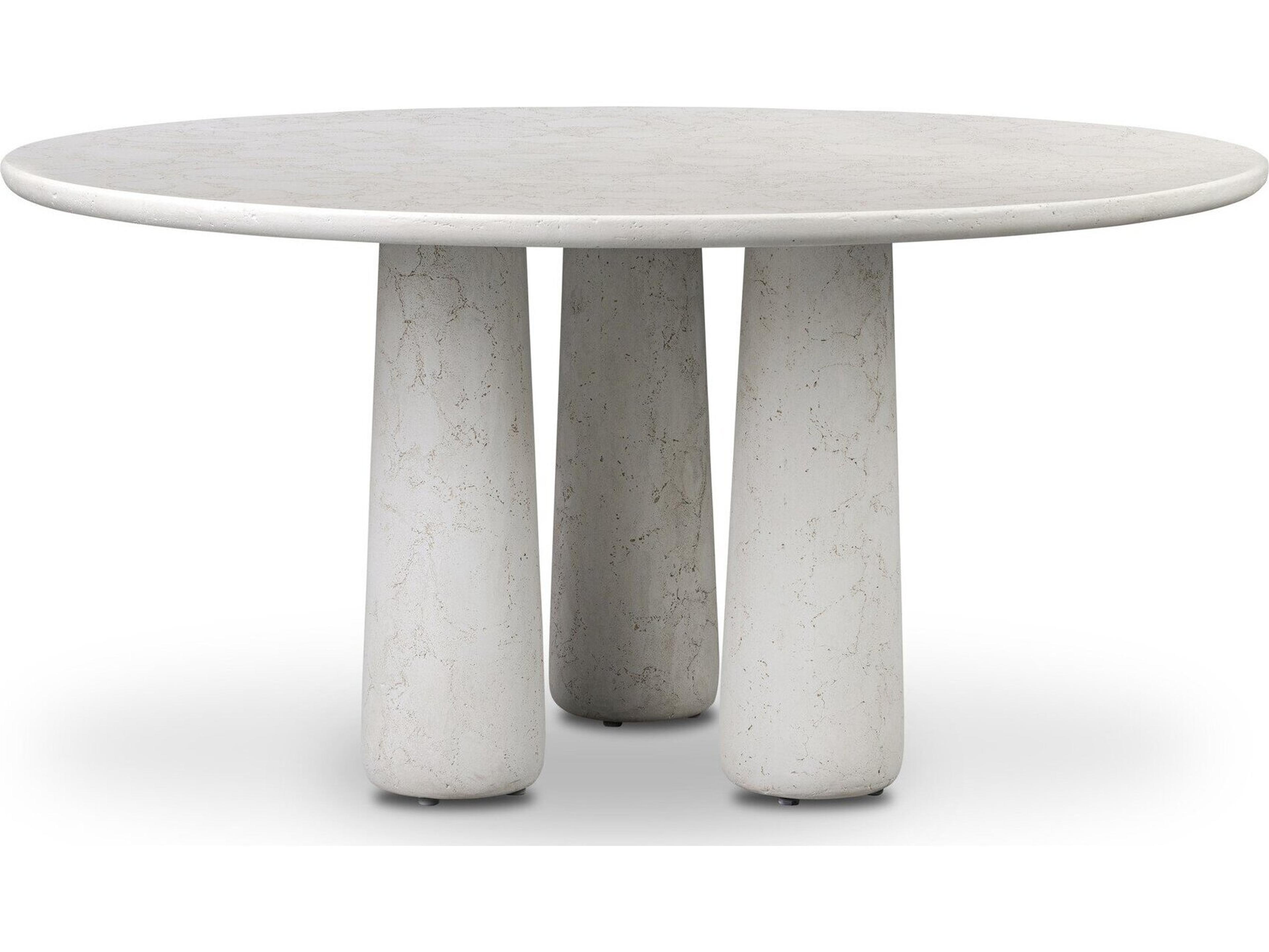 Four Hands Outdoor Rye Outdoor Dining Table-60" Aged White Concrete