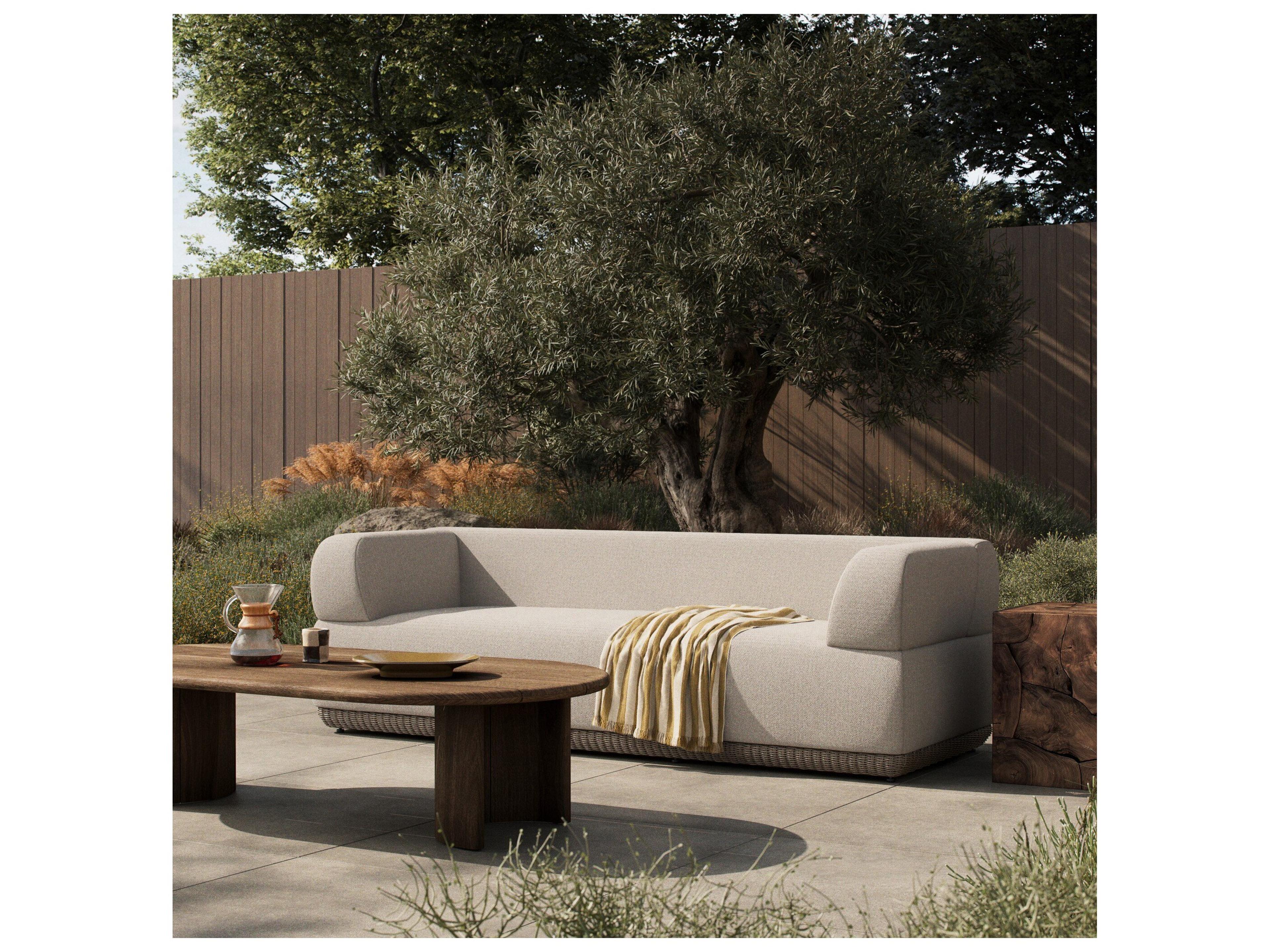 Four Hands Outdoor Evander Outdoor Sofa-96" - Ramiro Ecru