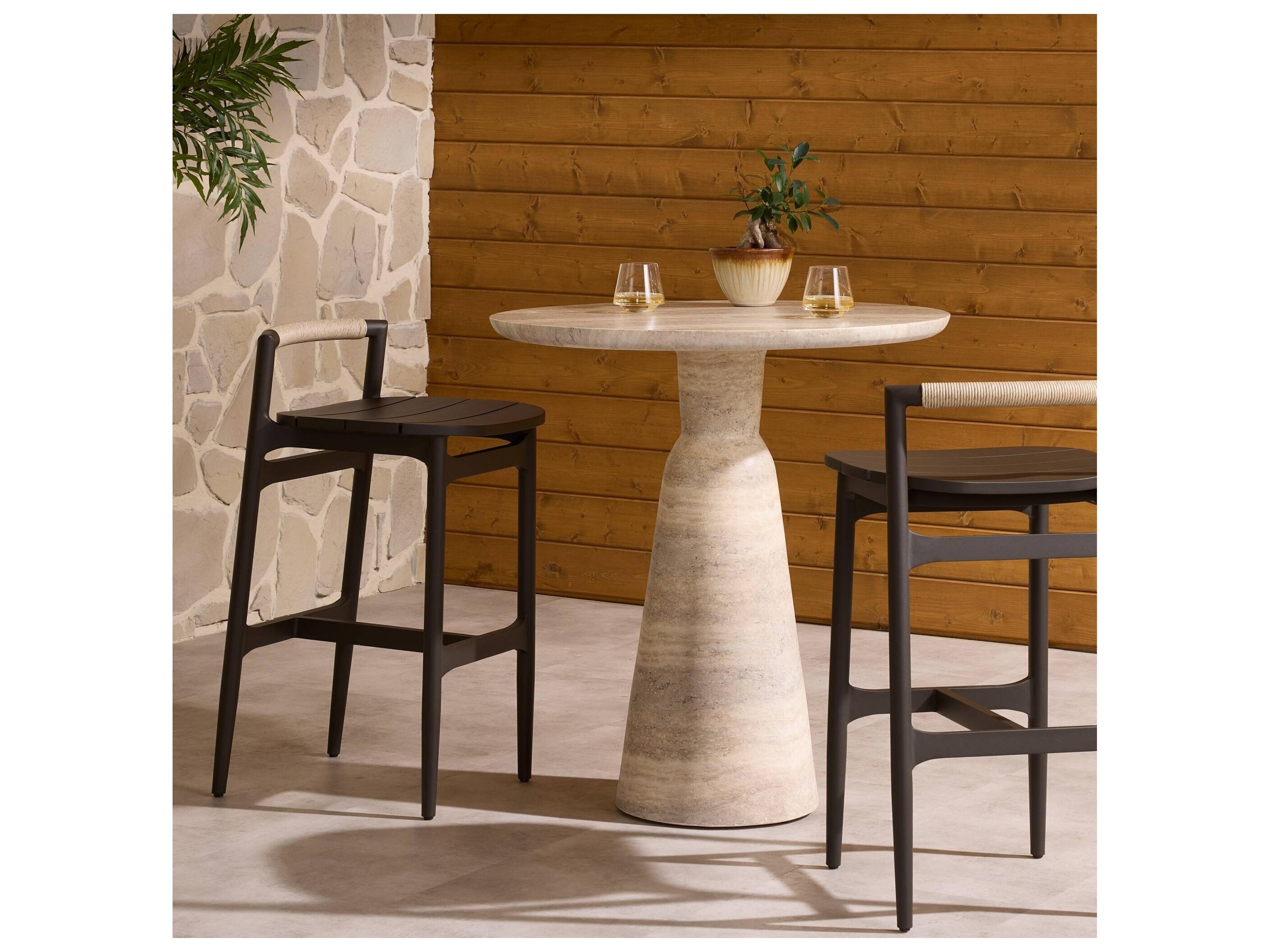 Four Hands Outdoor Baden Outdoor Metal Bar + Counter Stool - Vintage White