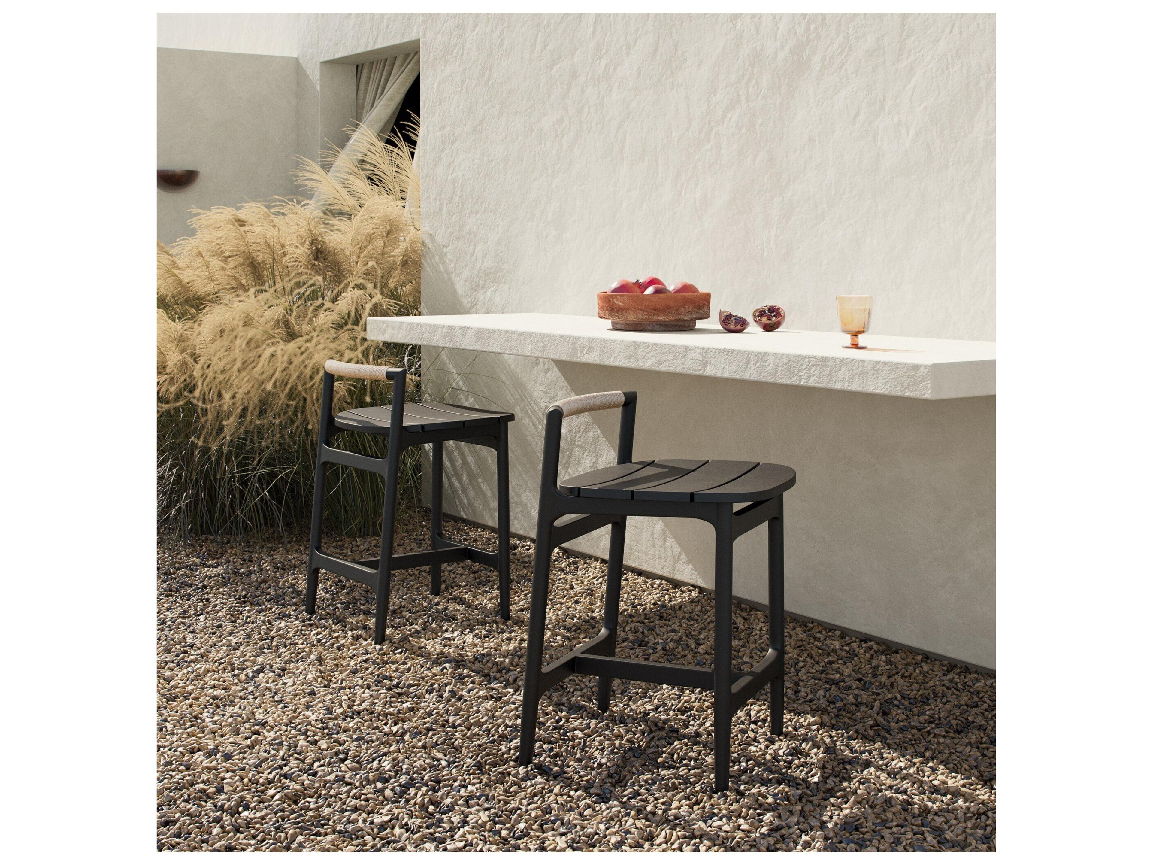 Four Hands Outdoor Baden Outdoor Metal Bar + Counter Stool - Vintage White