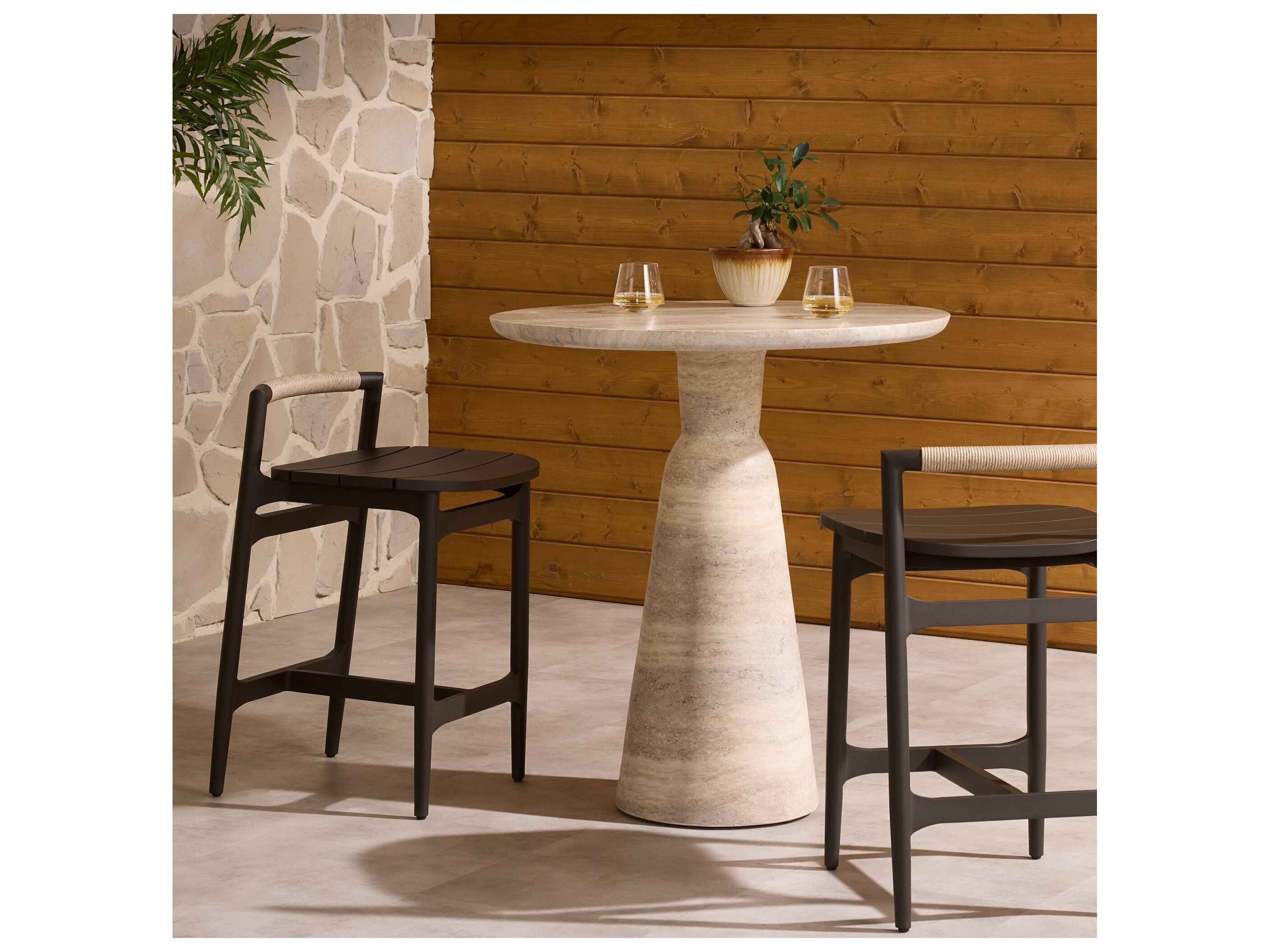 Four Hands Outdoor Baden Outdoor Metal Bar + Counter Stool - Vintage White