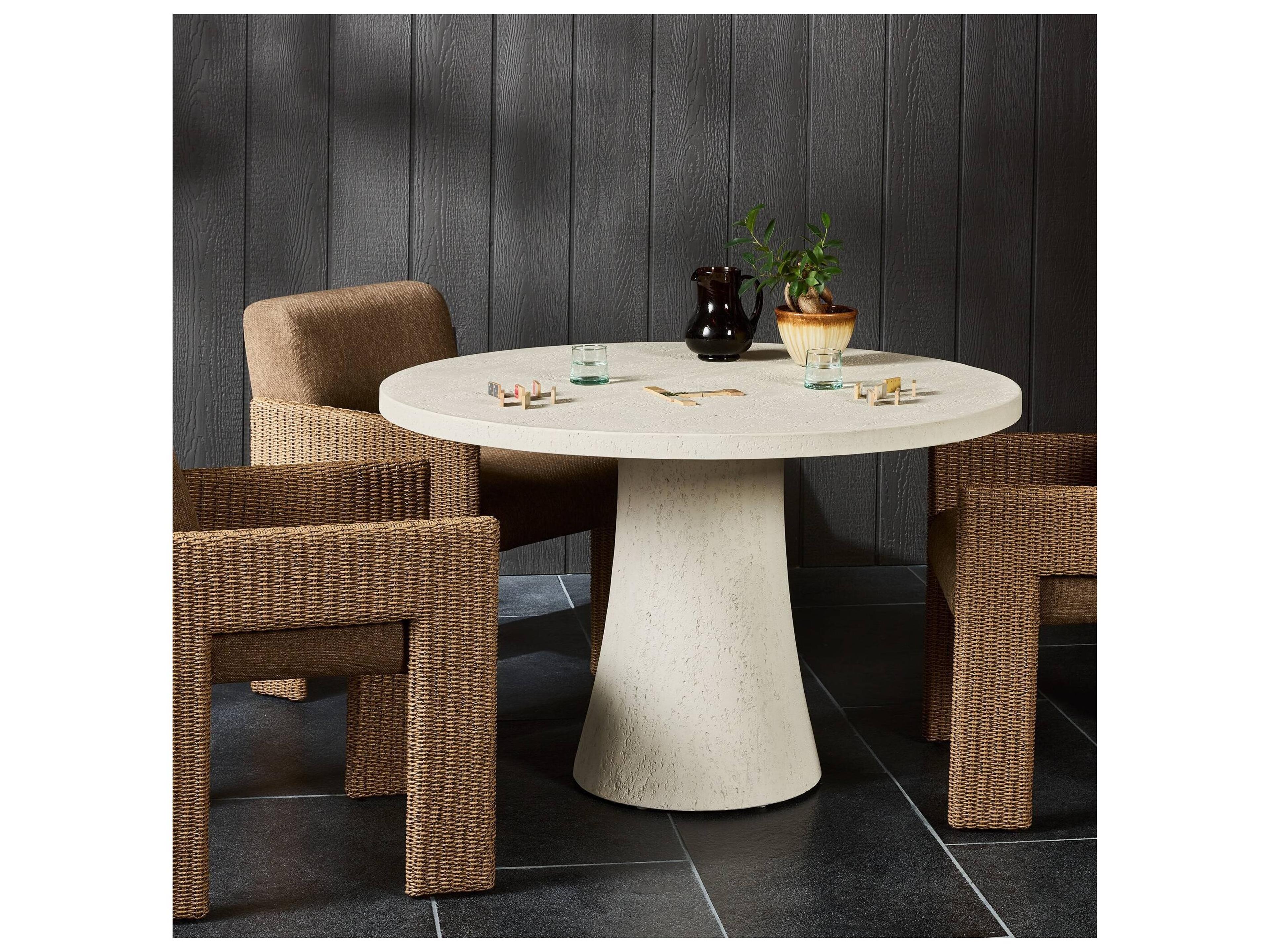 Four Hands Outdoor Varda Outdoor Dining Table 48" - Coarse Ivory Concrete