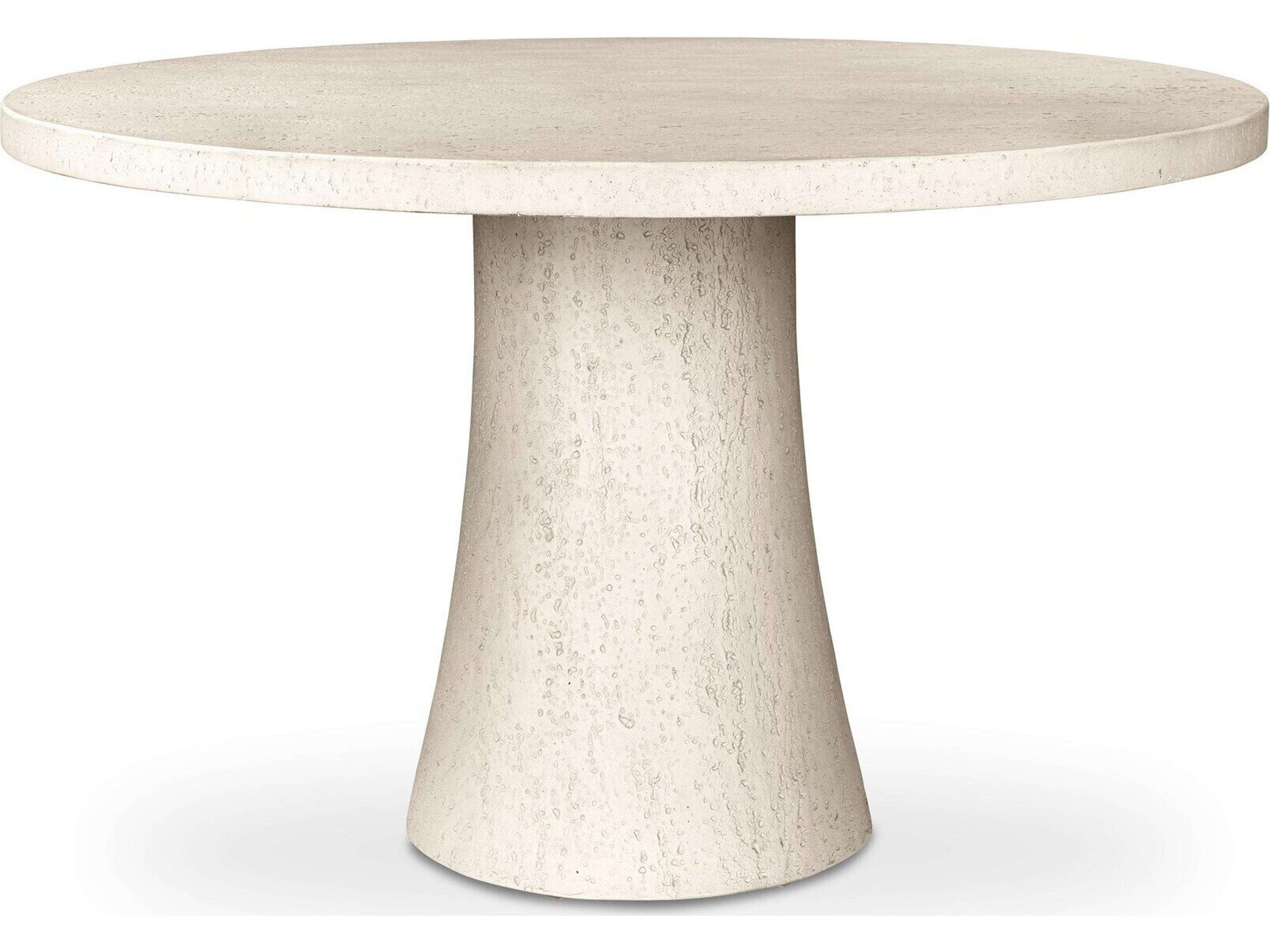 Varda Outdoor Dining Table 48" - Coarse Ivory Concrete