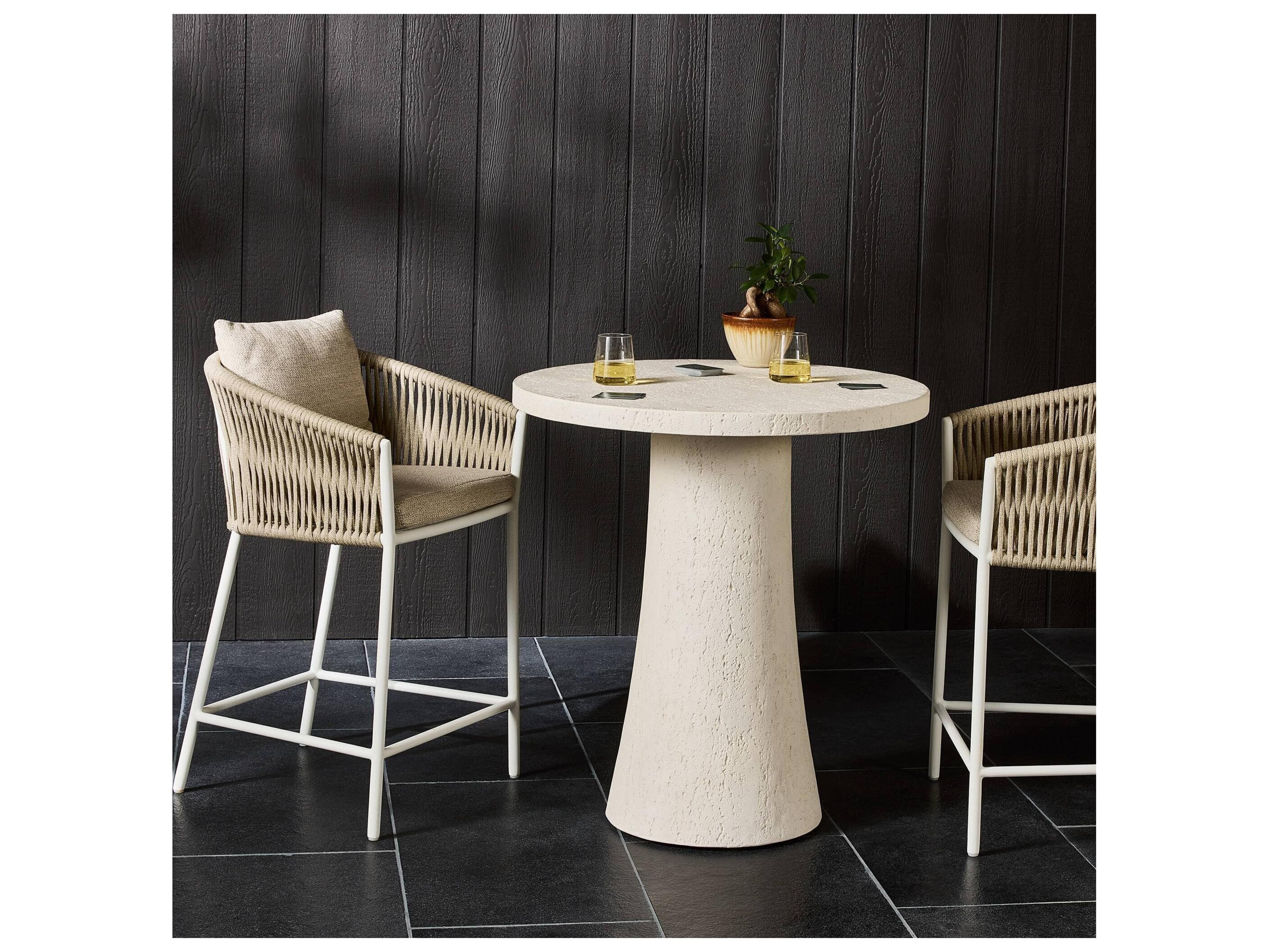 Four Hands Outdoor Varda Outdoor Bar + Counter Table - Coarse Ivory Concrete