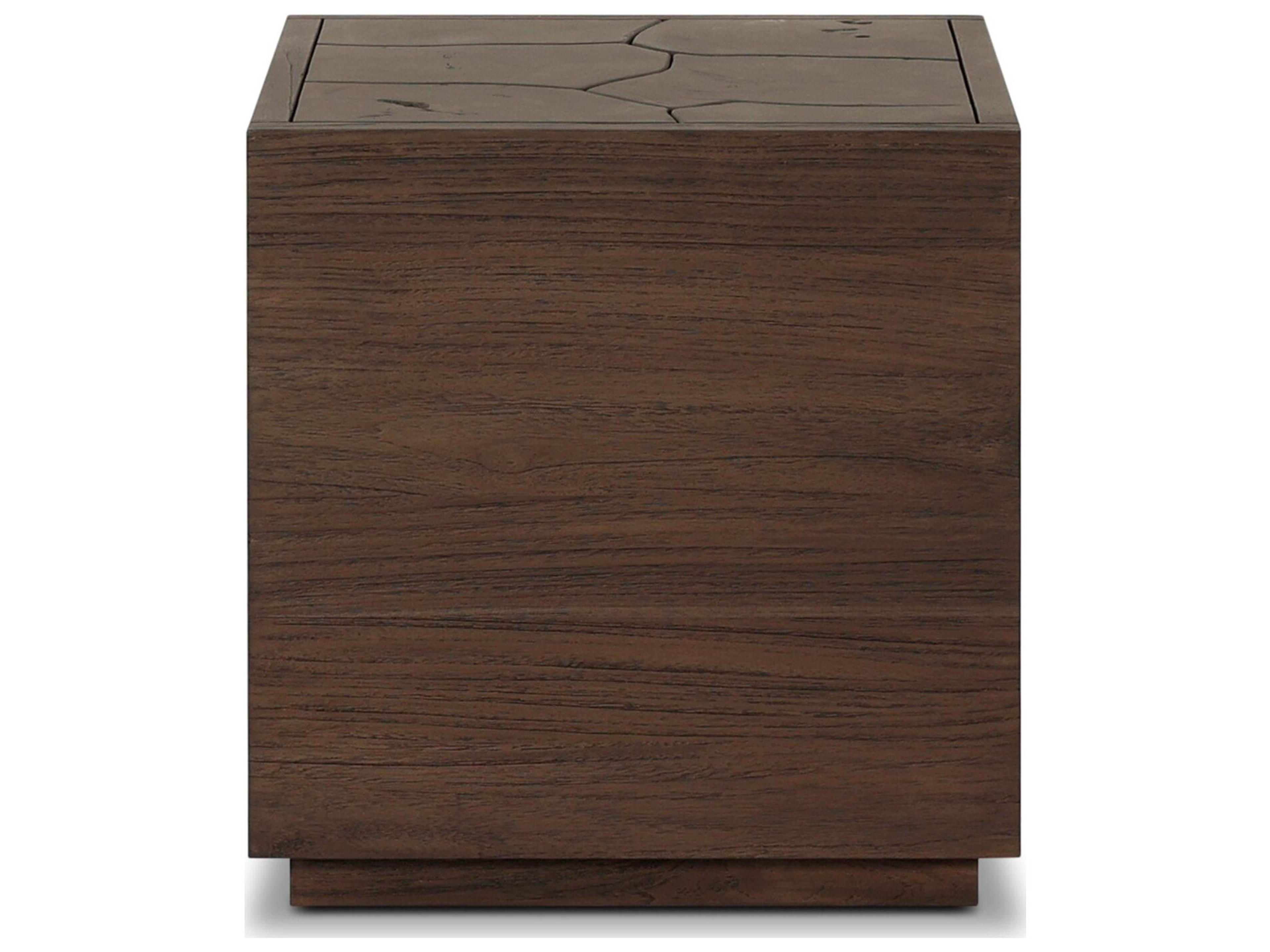 Four Hands Outdoor Ridge Outdoor Square End Table - Stained Saddle Brown-Teak Root