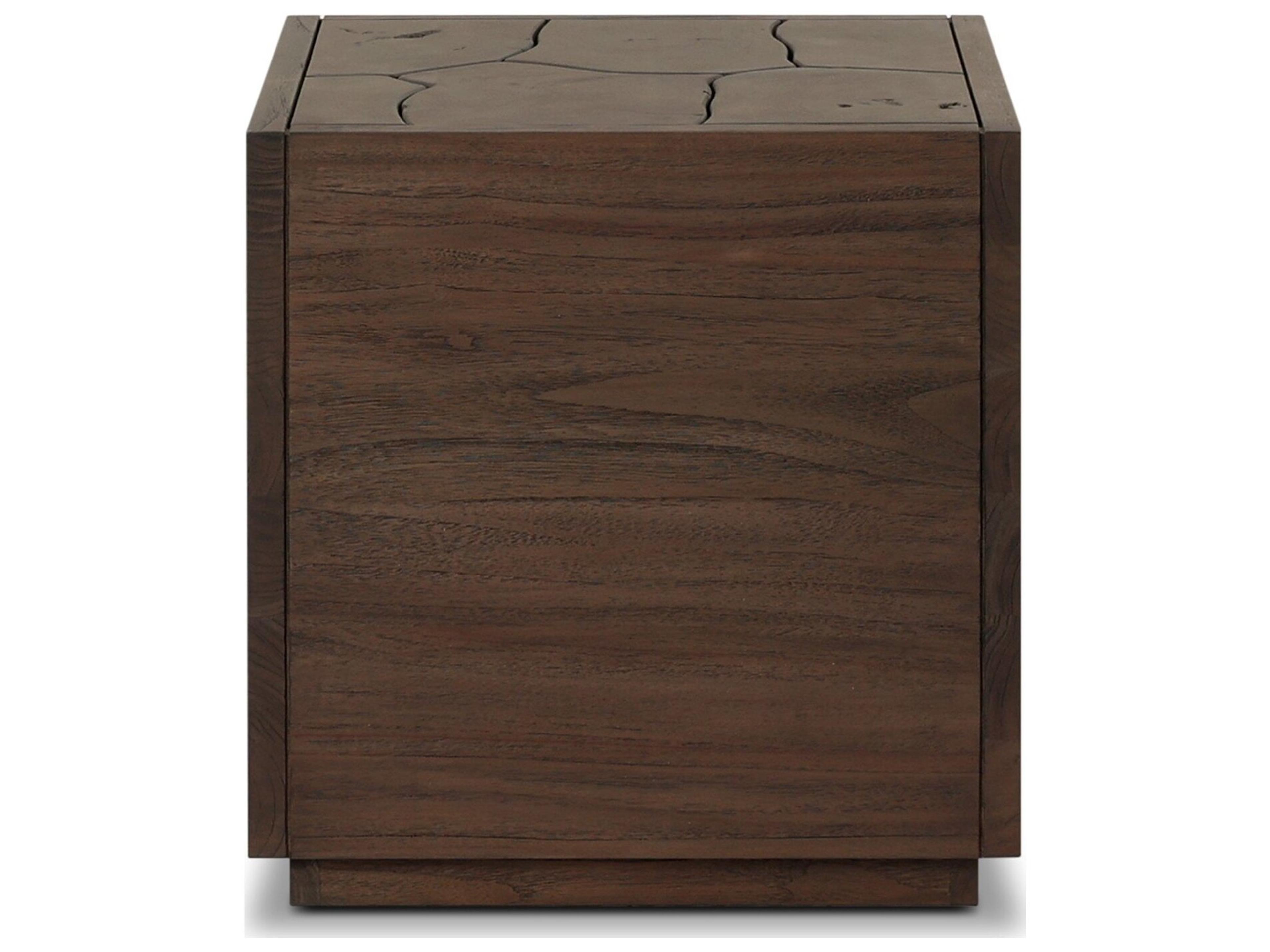 Four Hands Outdoor Ridge Outdoor Square End Table - Stained Saddle Brown-Teak Root