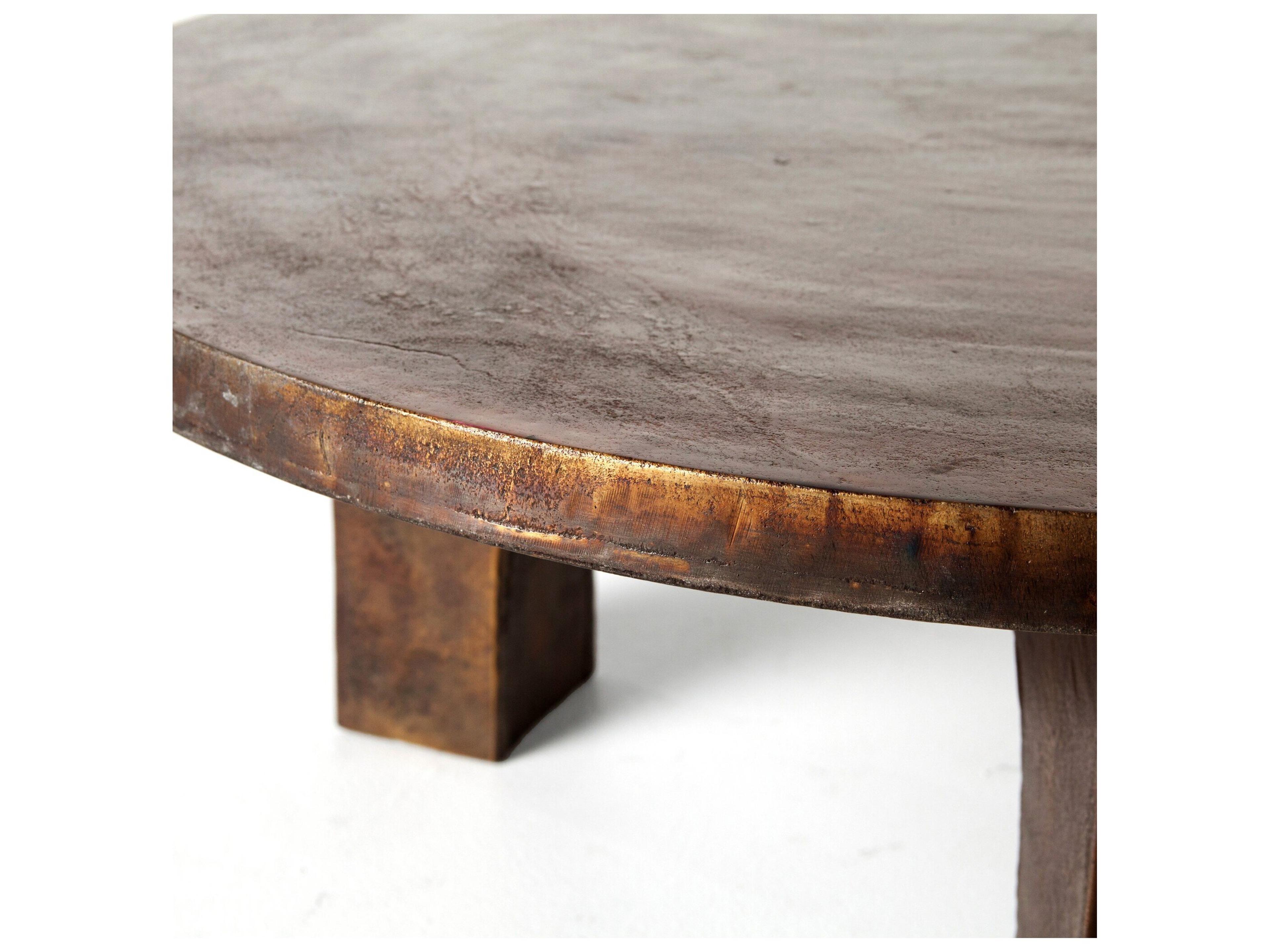 Luxecor Globetrotter Outdoor Antique Rust Aluminum Round Coffee Table