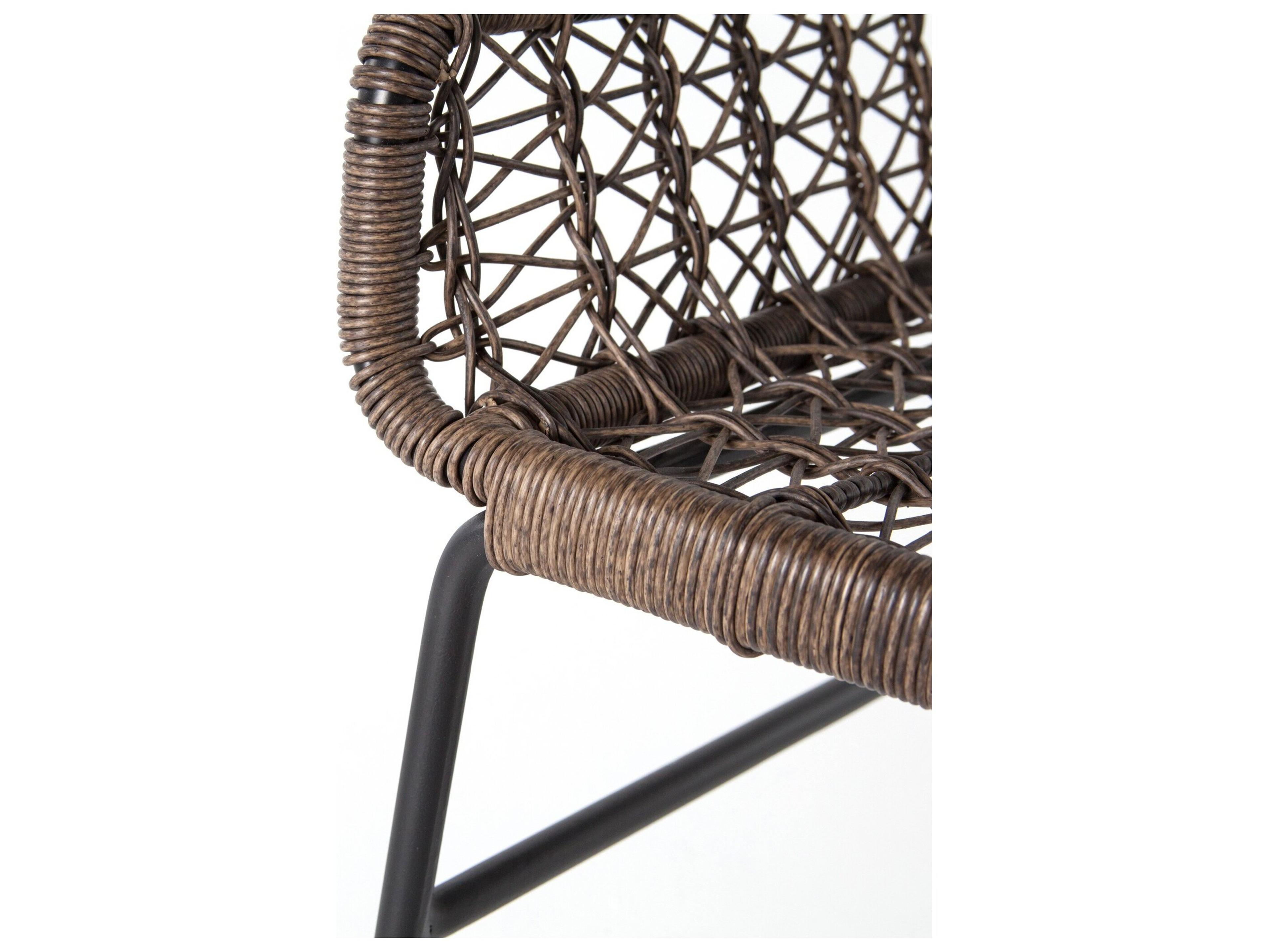 Luxecor Globetrotter Outdoor Natural Black / Distressed Grey Wrought Iron Wicker Dining Chair
