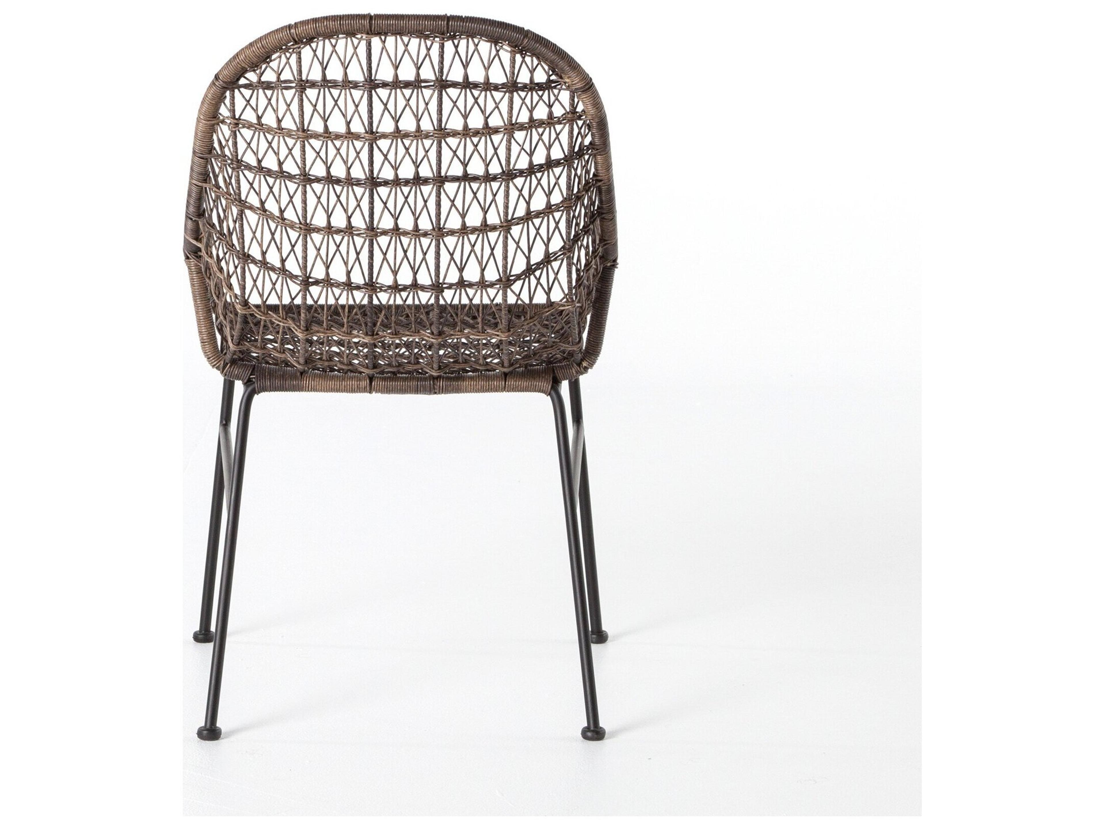 Luxecor Globetrotter Outdoor Natural Black / Distressed Grey Wrought Iron Wicker Dining Chair