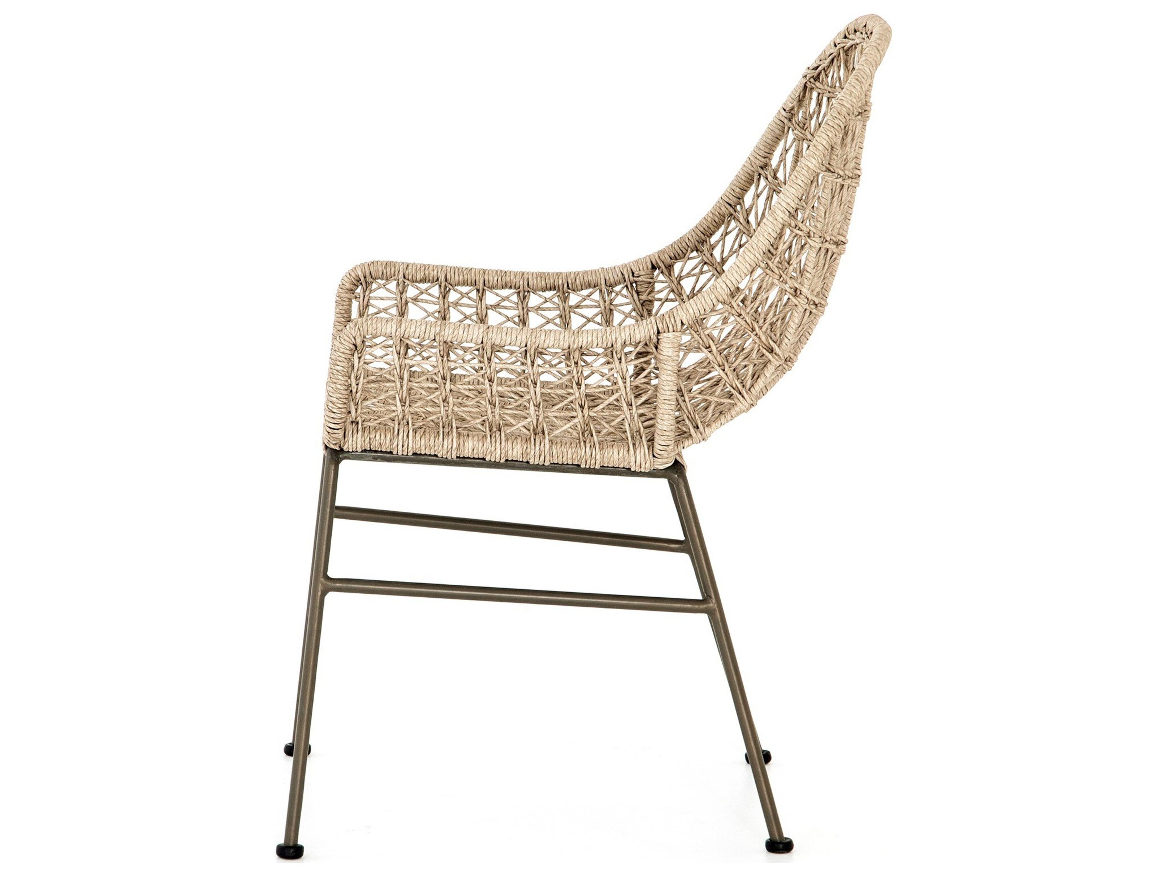 Luxecor Globetrotter Outdoor Vintage White / Grey Bronze Wrought Iron Wicker Dining Chair
