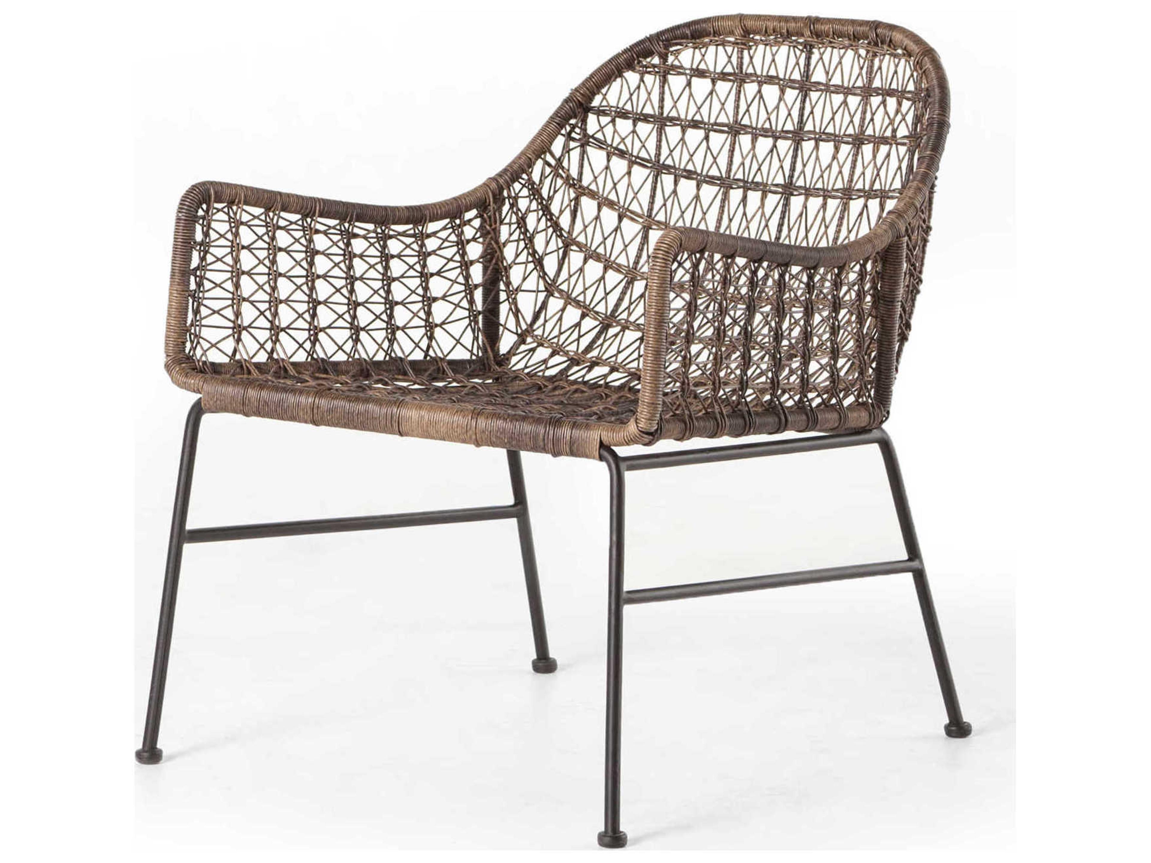 Globetrotter Outdoor Natural Black / Distressed Grey Wrought Iron Wicker Lounge Chair