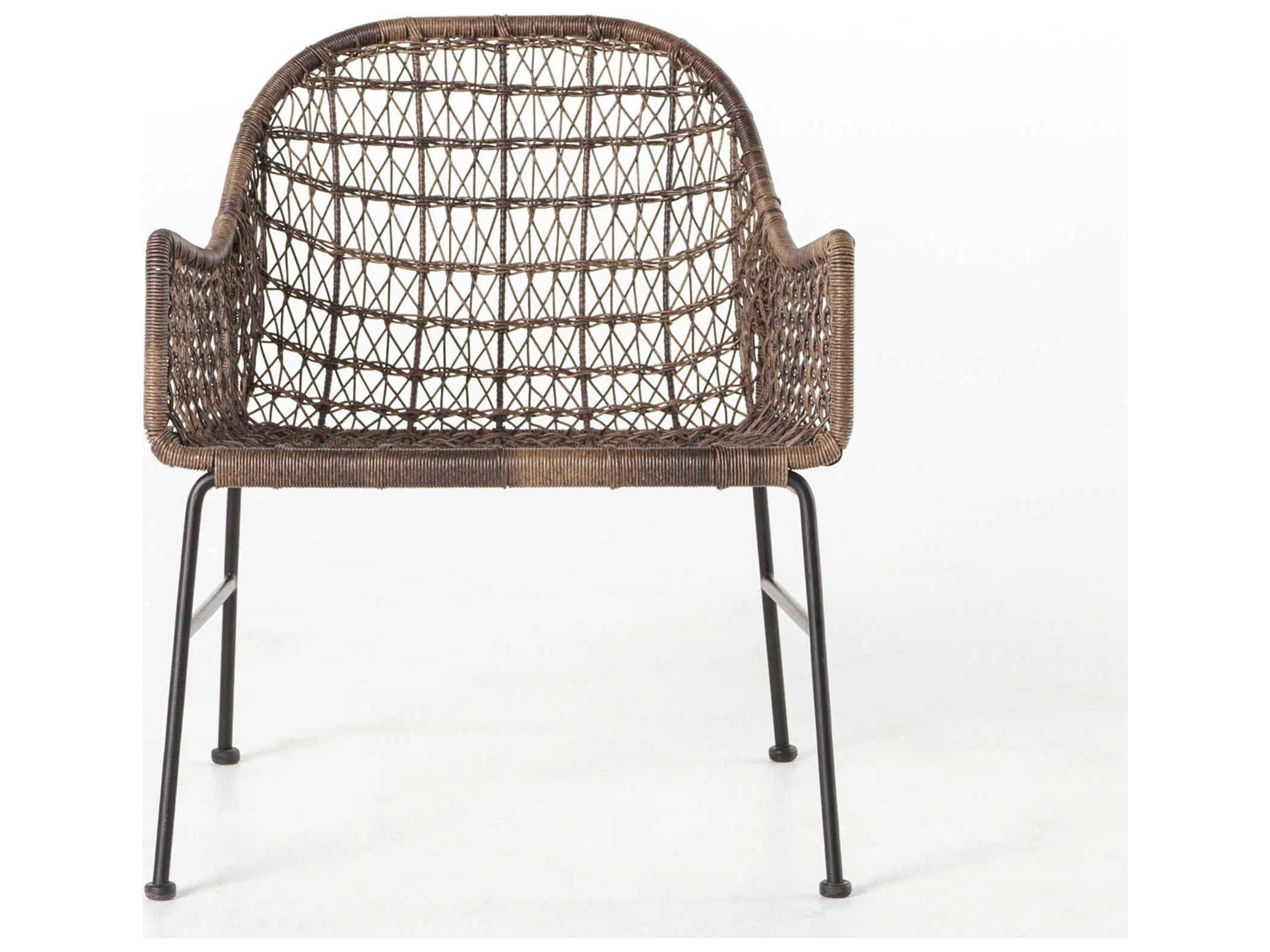 Luxecor Globetrotter Outdoor Natural Black / Distressed Grey Wrought Iron Wicker Lounge Chair