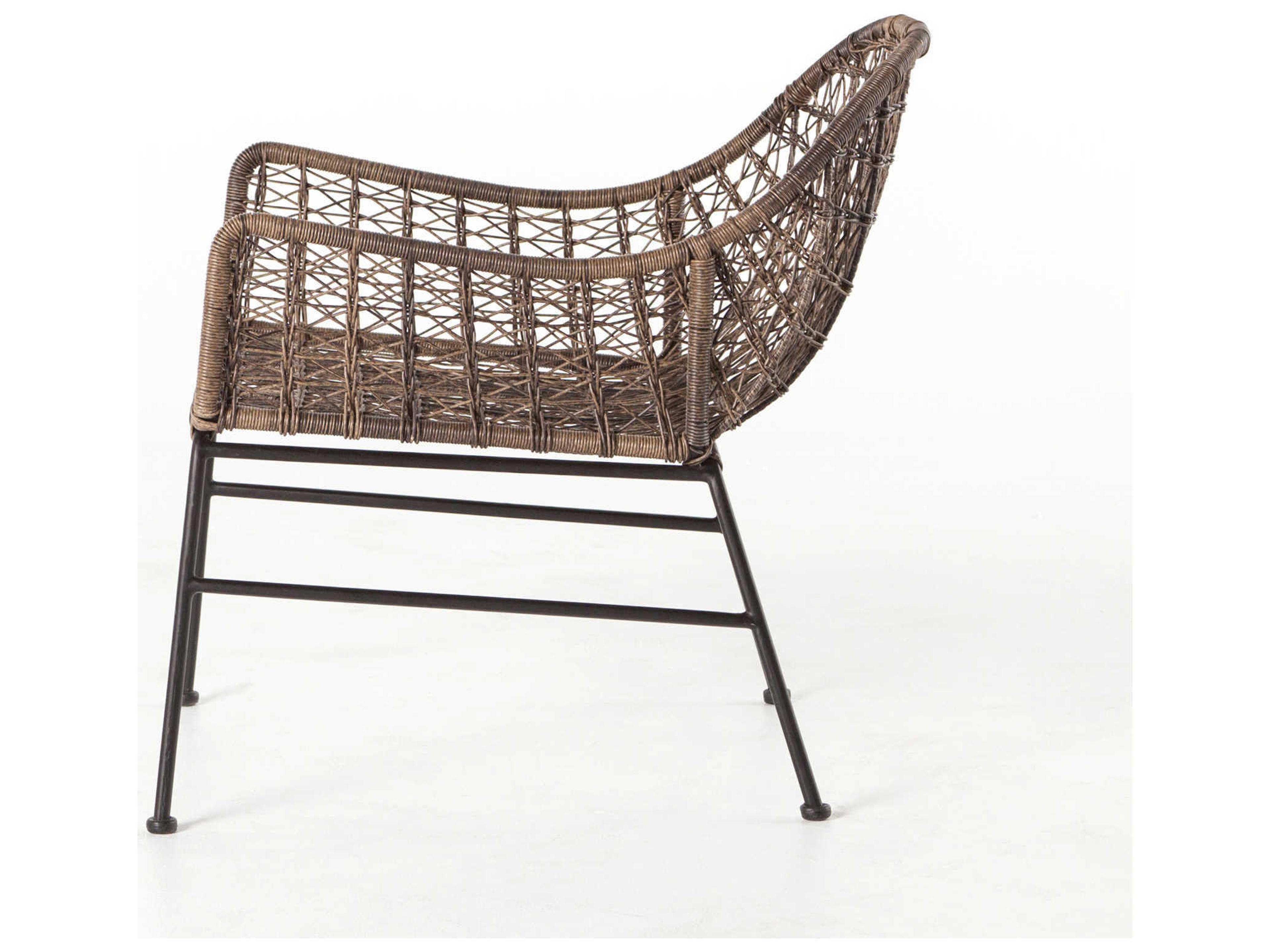 Luxecor Globetrotter Outdoor Natural Black / Distressed Grey Wrought Iron Wicker Lounge Chair