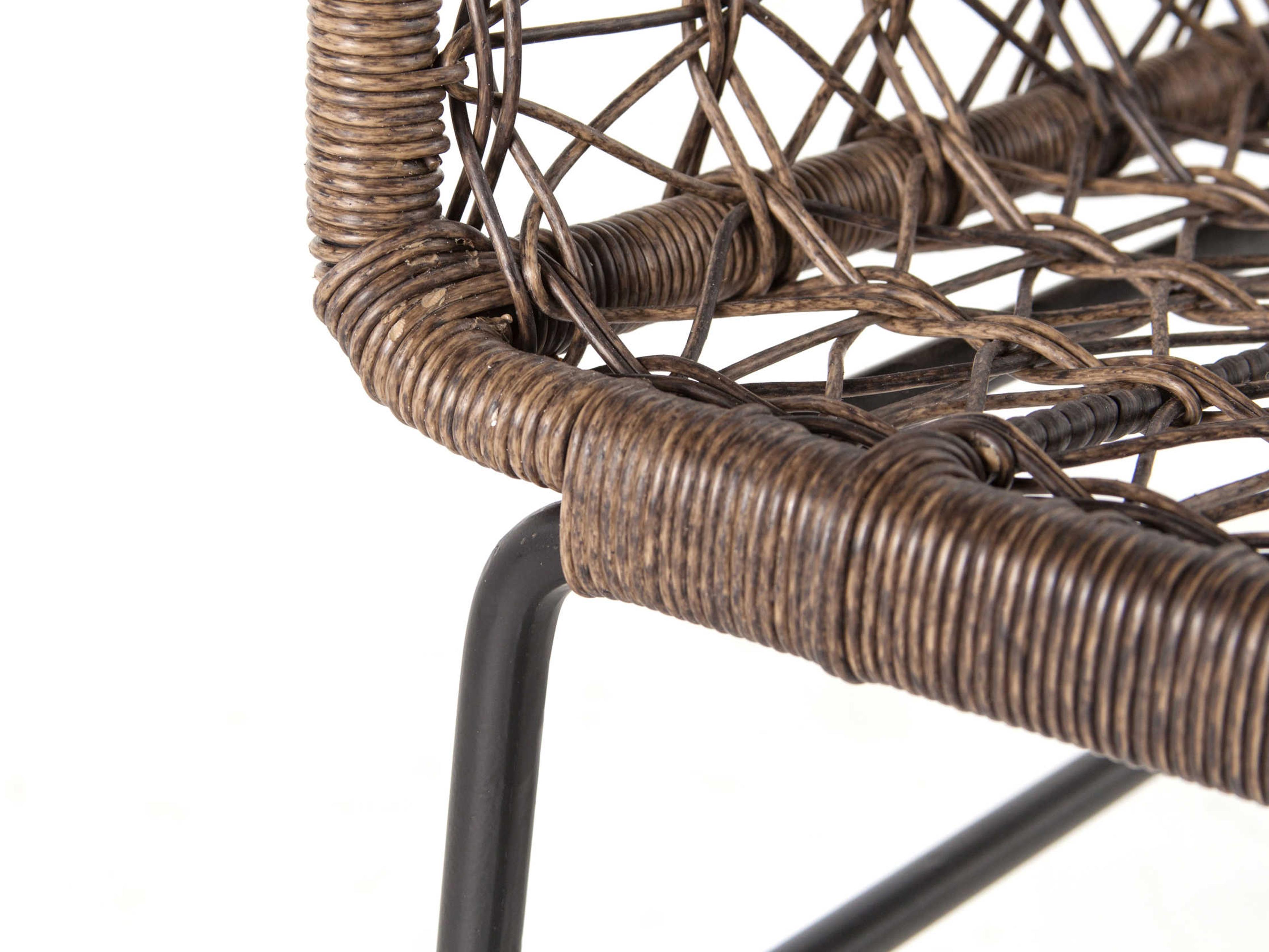Luxecor Globetrotter Outdoor Natural Black / Distressed Grey Wrought Iron Wicker Lounge Chair