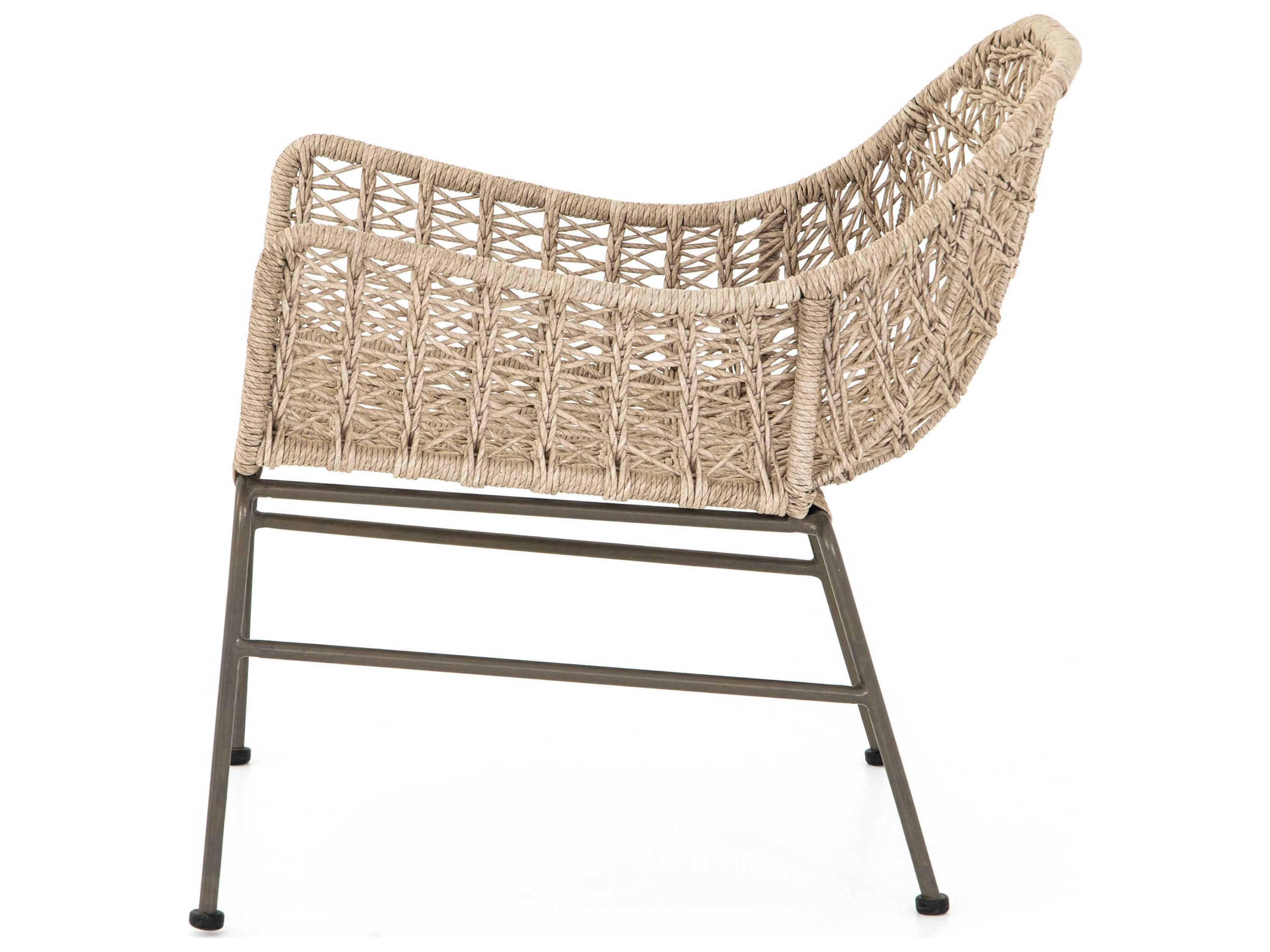 Luxecor Globetrotter Outdoor Bronze / Vintage White Wrought Iron Wicker Lounge Chair