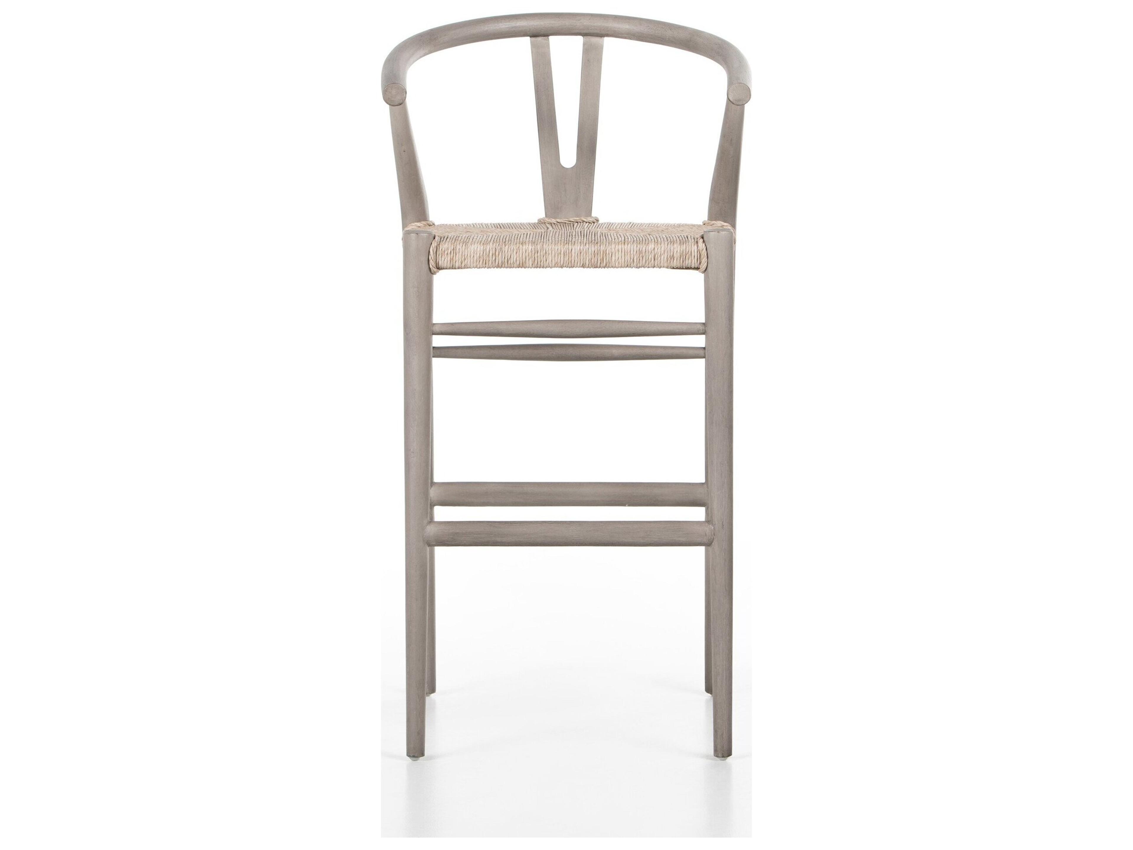 Four Hands Outdoor Grass Roots Vintage White Vintage White Teak Bar Stool