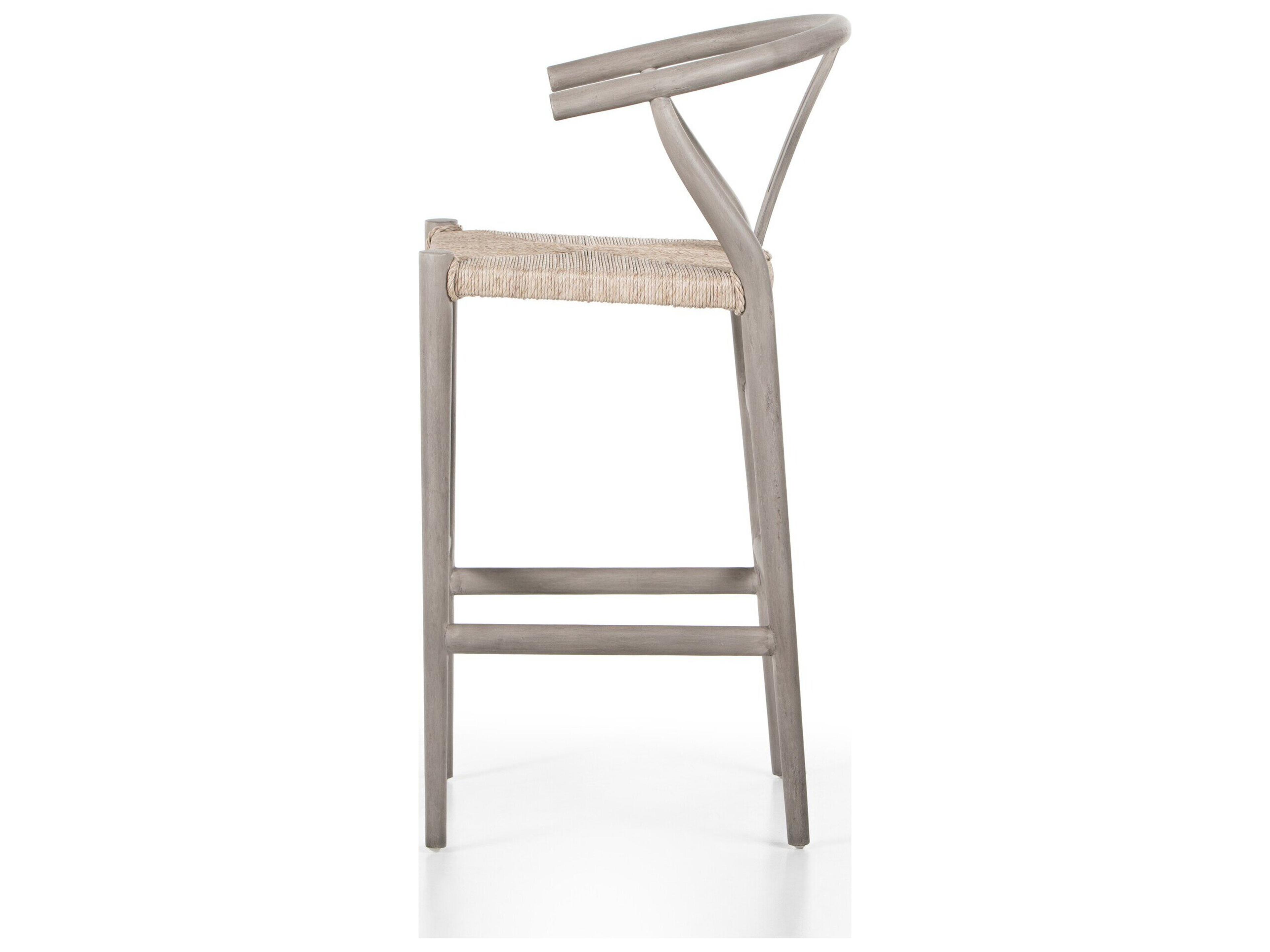 Four Hands Outdoor Grass Roots Vintage White Vintage White Teak Bar Stool