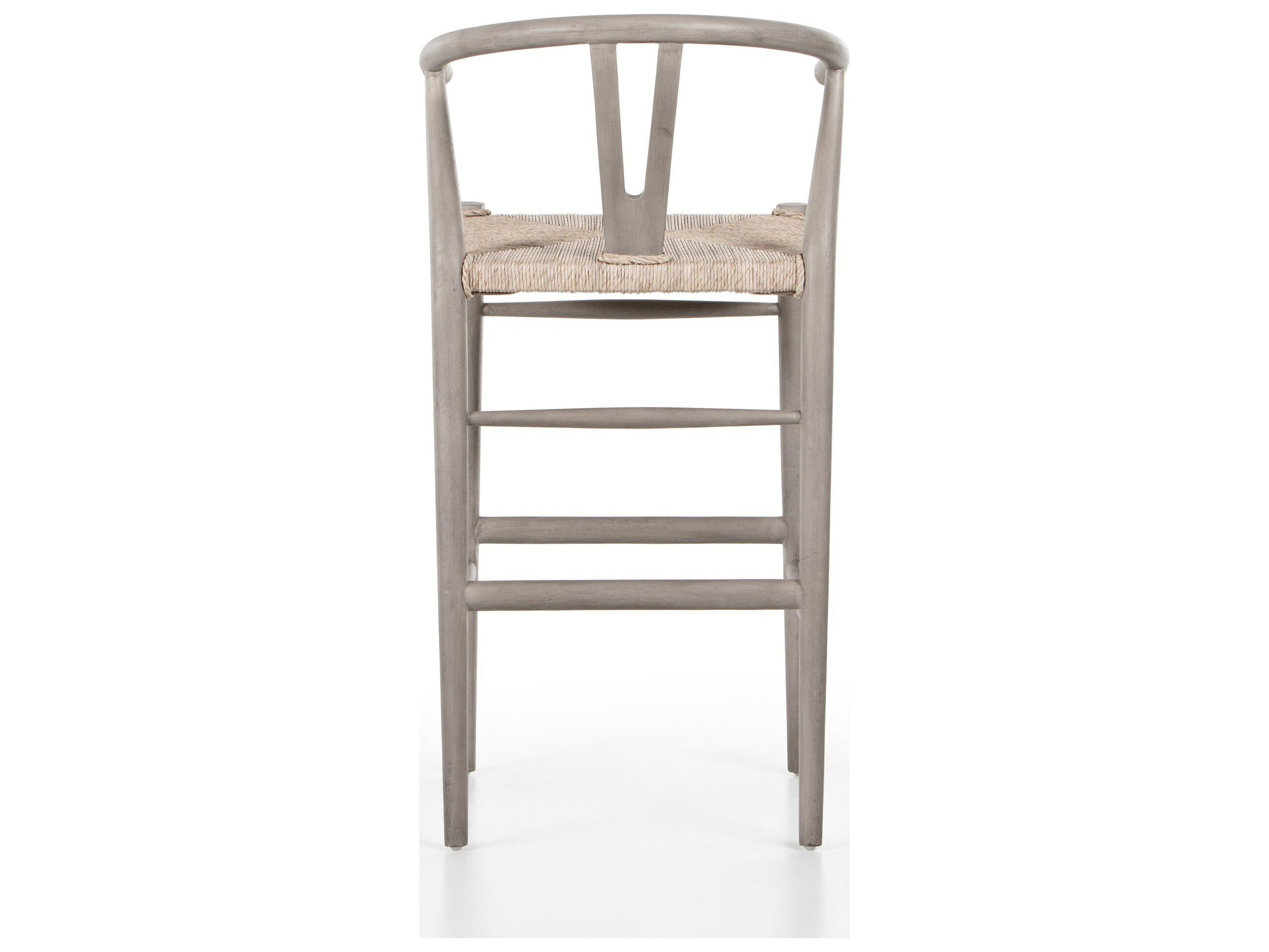Four Hands Outdoor Grass Roots Vintage White Vintage White Teak Bar Stool