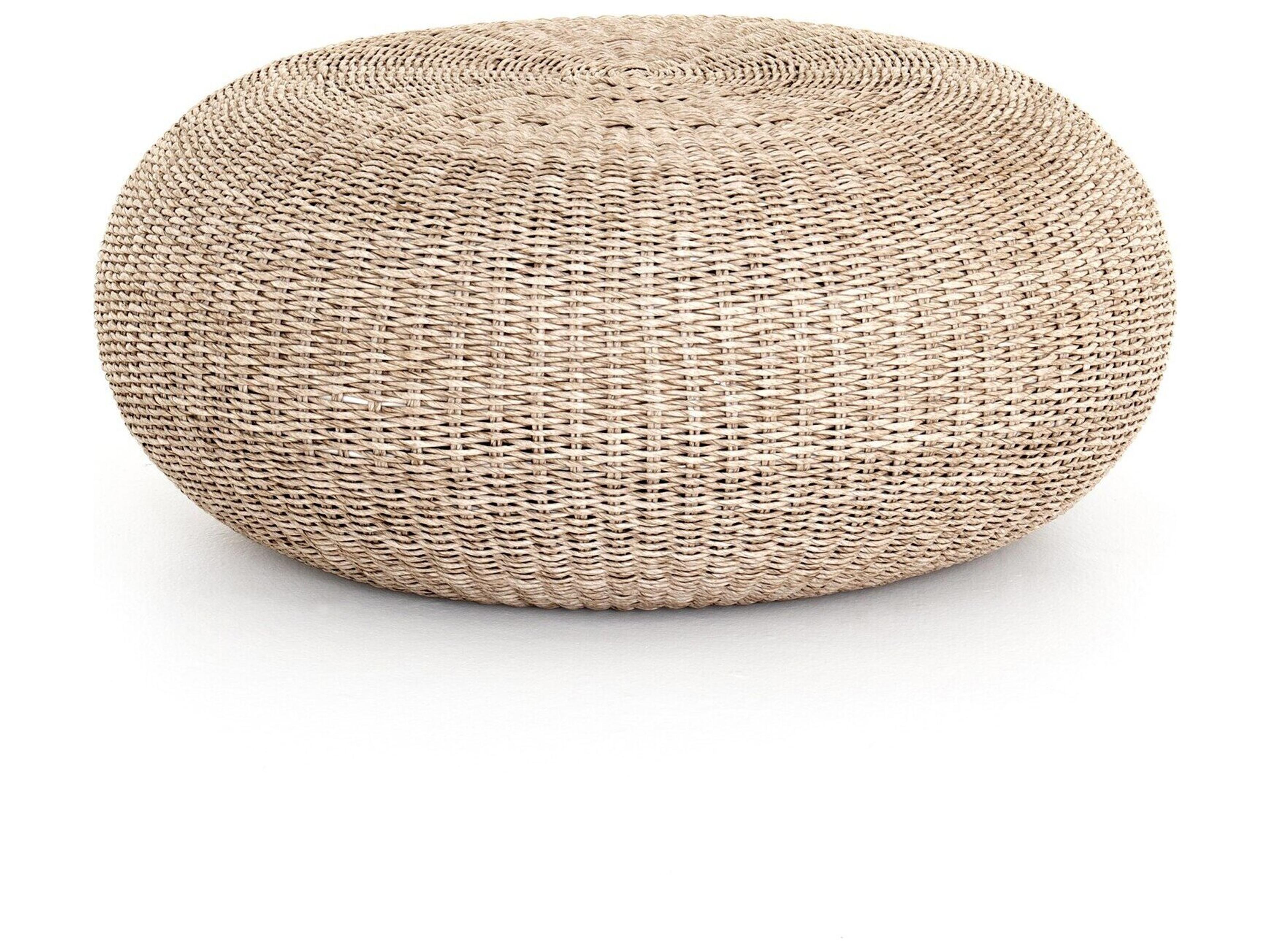 Grass Roots Vintage White Wicker Round Coffee Table