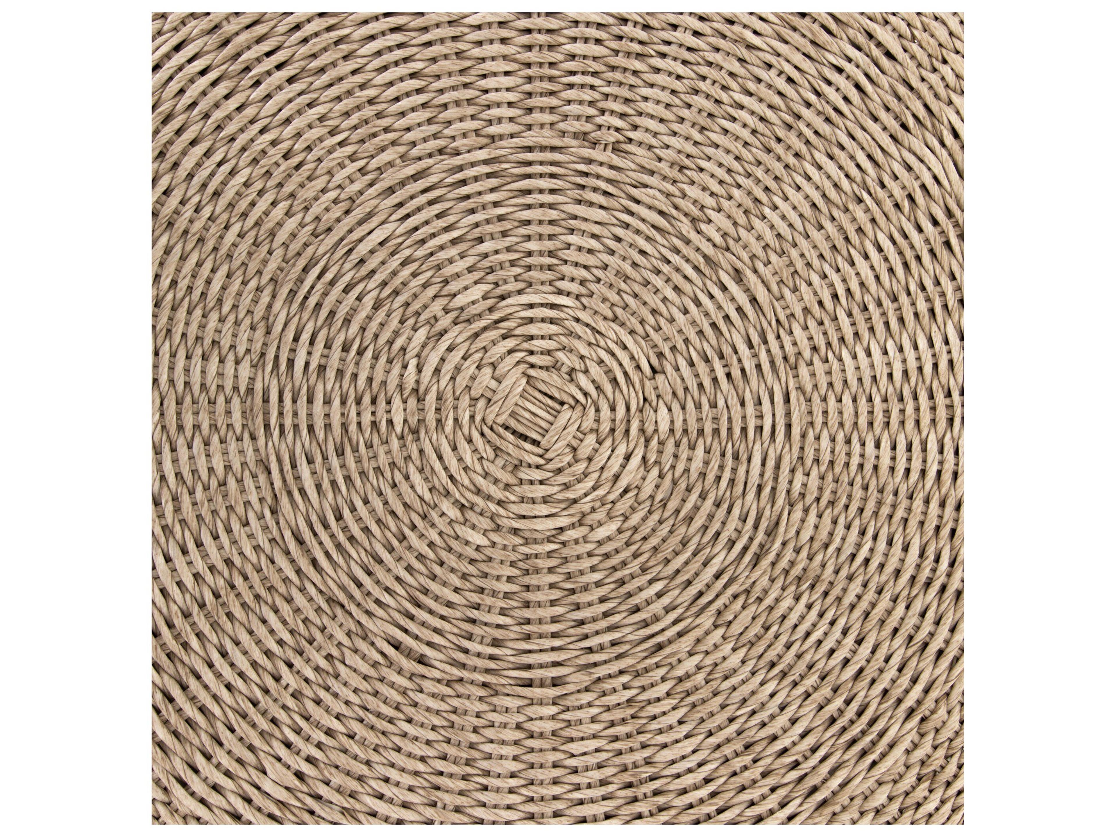 Four Hands Outdoor Grass Roots Vintage White Wicker Round Coffee Table