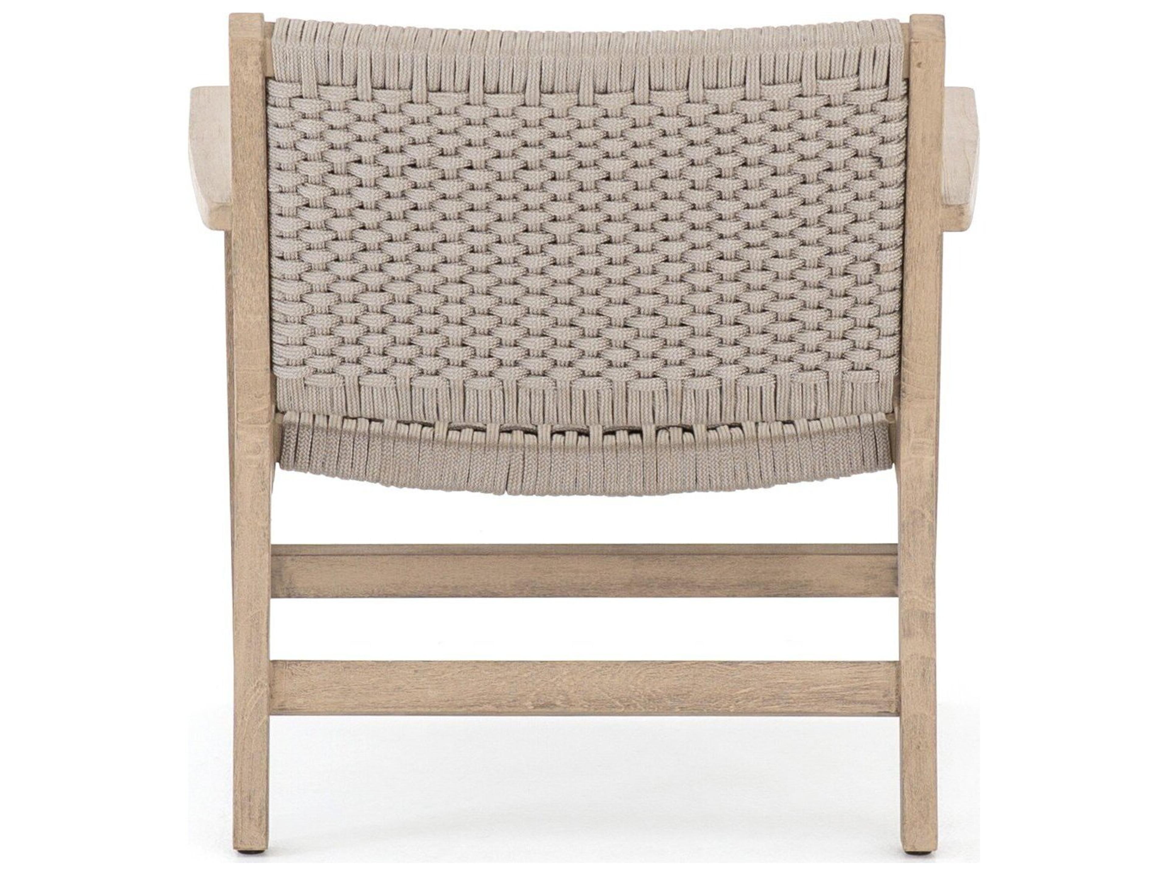 Four Hands Outdoor Solano Thick Grey Rope / Washed Brown Teak Strap Lounge Chair